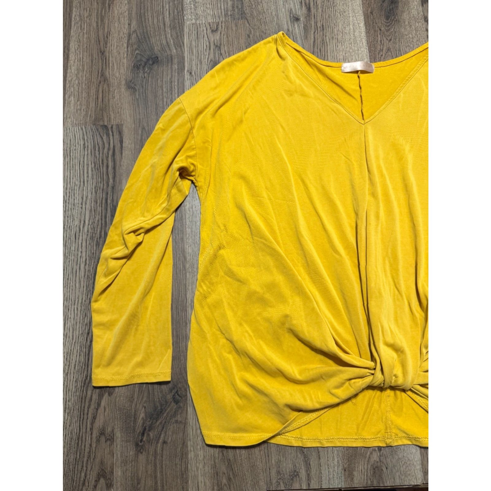 Vintage Seraphic Shirt Women XL Yellow Long Sleeve V-Neck Front Twist T-Shirt Size XL / US 12-14 / IT 48-50 - 3 Thumbnail