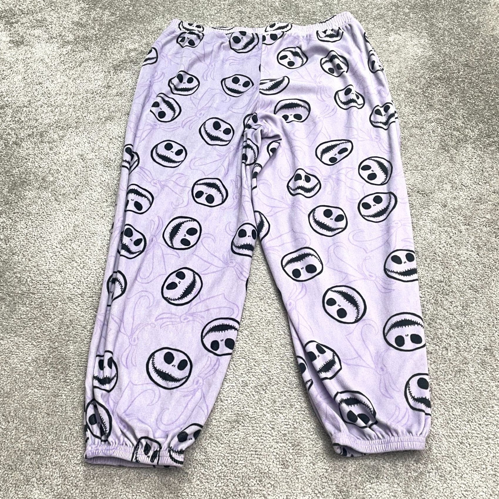Vintage Disney Nightmare Before Christmas Plush Pajama Pants Women L Purple Sleepwear Size 36" / US 14 / IT 50 - 2 Thumbnail