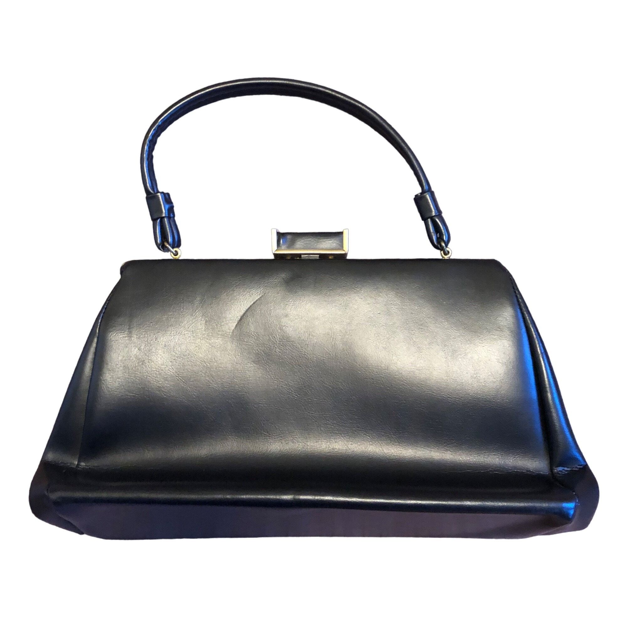 Vintage Vintage Stylemark Solid Black With Gold Metal Clasp Handbag Size ONE SIZE - 2 Thumbnail