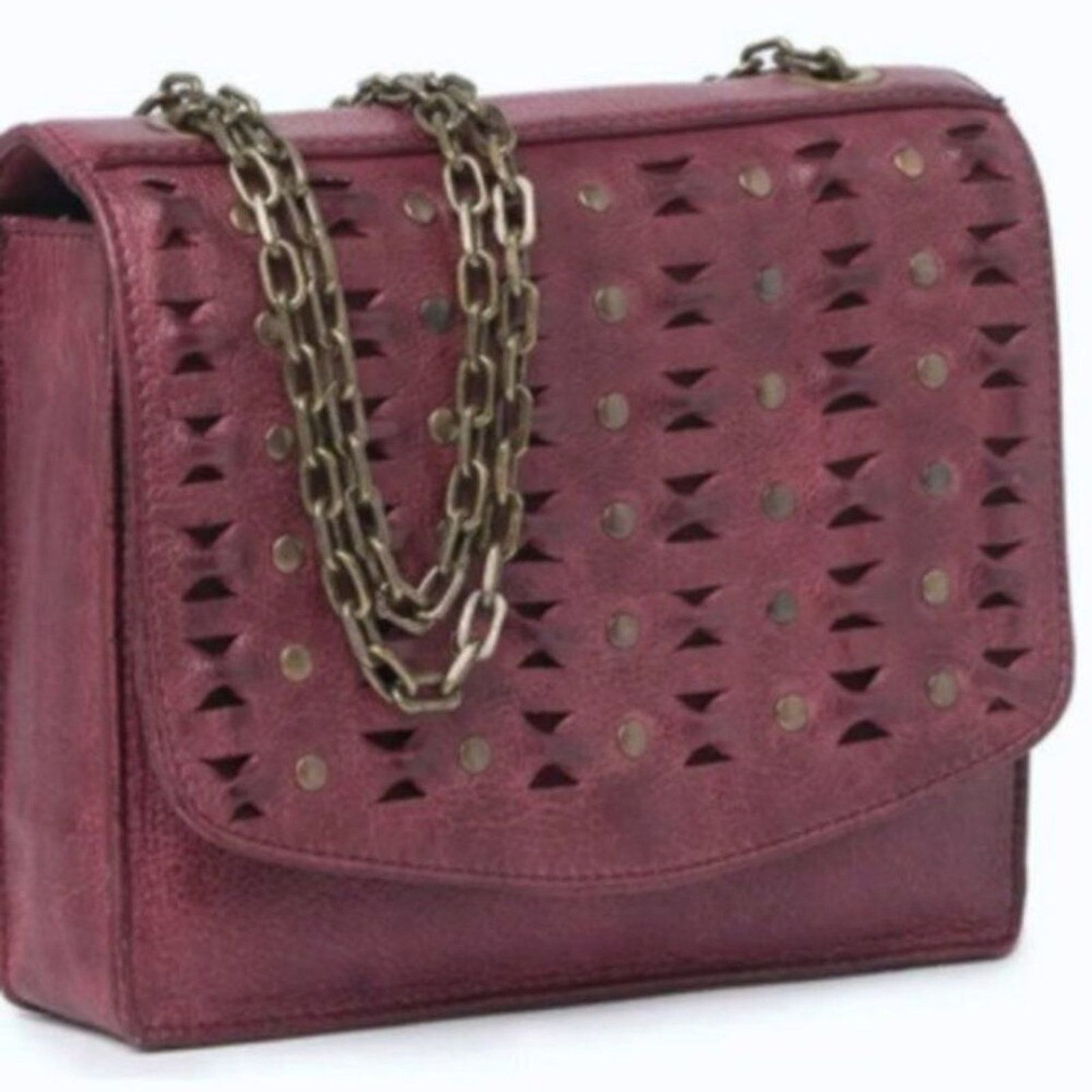 Frye leather Studded Shoulder Bag Red