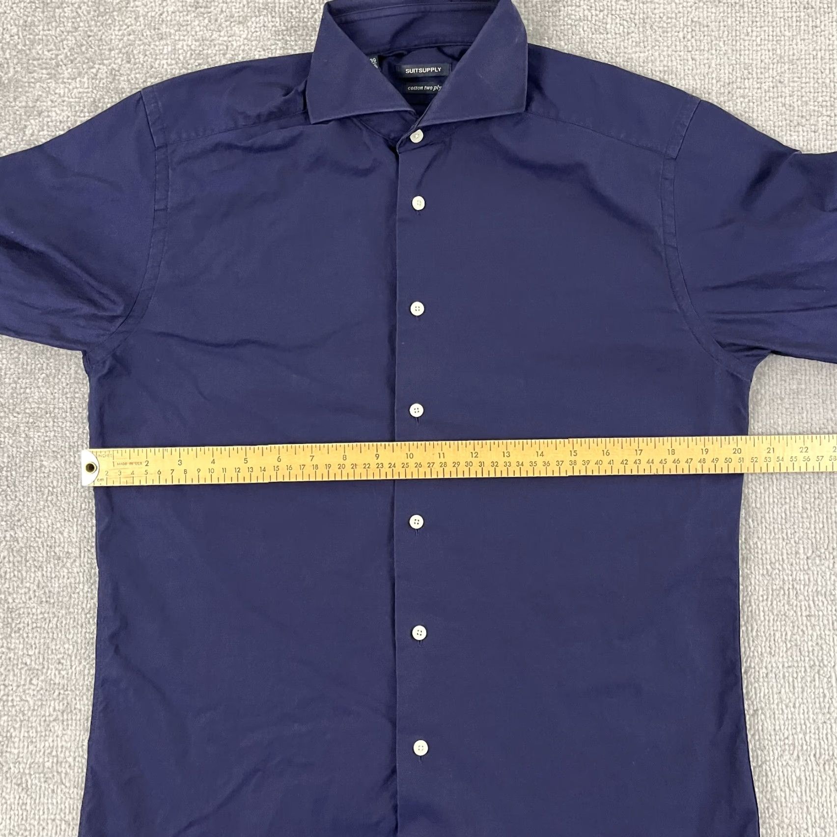 Suitsupply Suitsupply Shirt Mens Size 39 15.5 Blue Two-Ply Cotton Button Up Cutaway Dress Shirt Size 40R - 4 Thumbnail