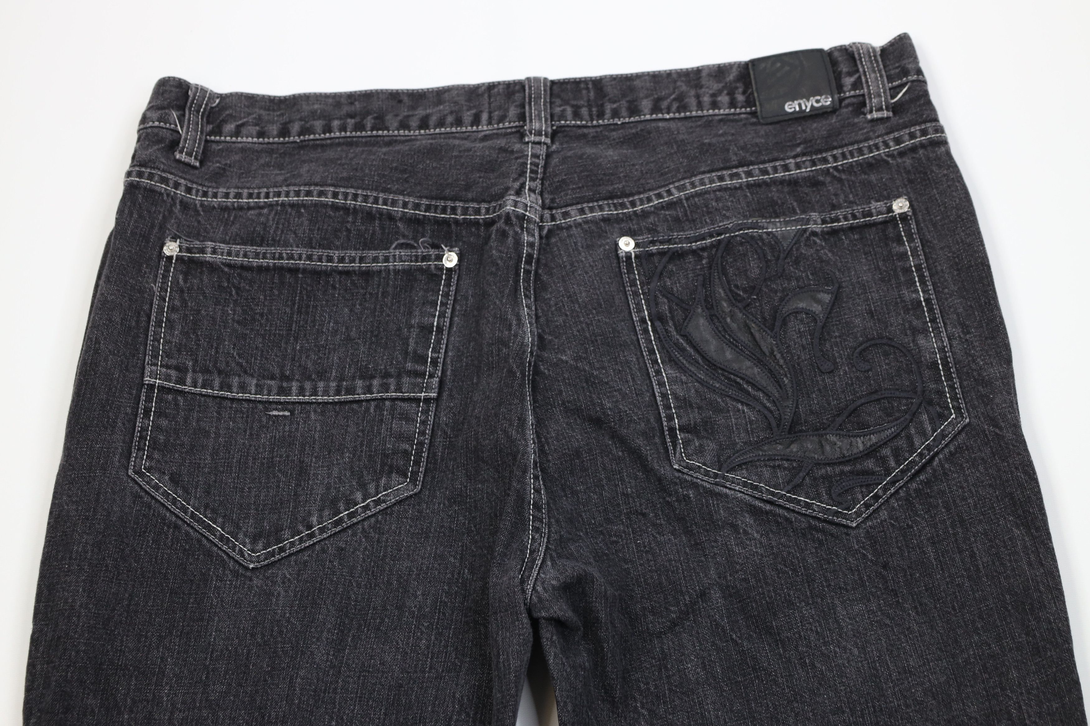 Enyce Vintage 90s Y2K Enyce Wide Leg Denim Jeans Black Cotton Size US 40 / EU 56 - 12 Thumbnail