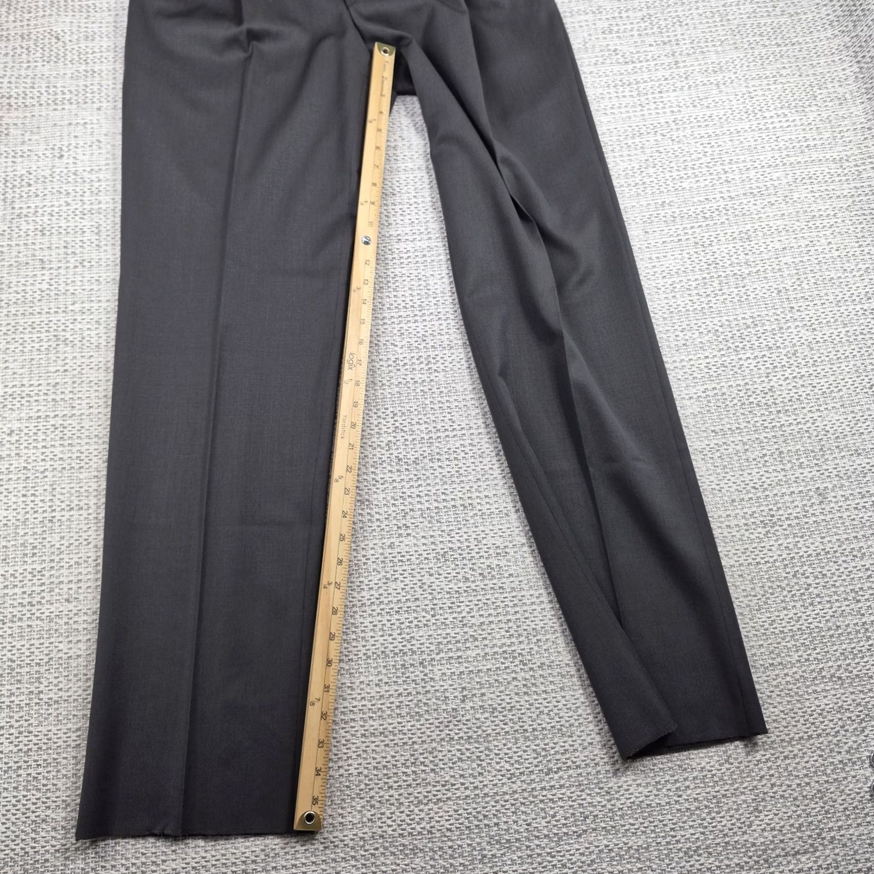 Austin Reed Austin Reed Signature Dress Pants Mens 38 Gray Wool Pleated Classic Unfinished Inseam Hem Zip Front Pockets Straight Leg Slim Fit Men Dress Pants Size US 38 / EU 54 - 4 Thumbnail