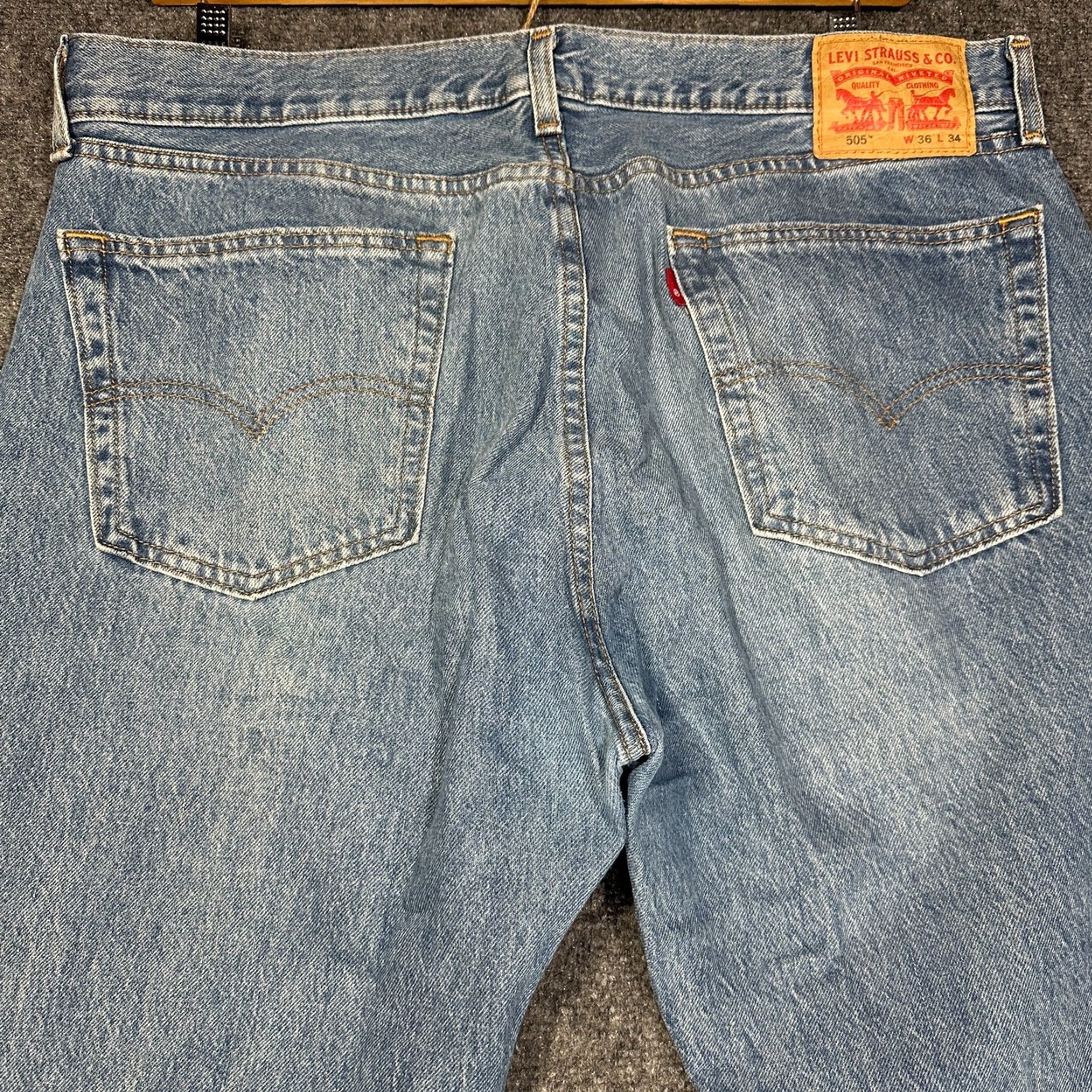 Levi's Levis 505 Jeans Mens 36 Regular Fit Cotton Stretch Straight Leg Pockets Size US 36 / EU 52 - 6 Thumbnail