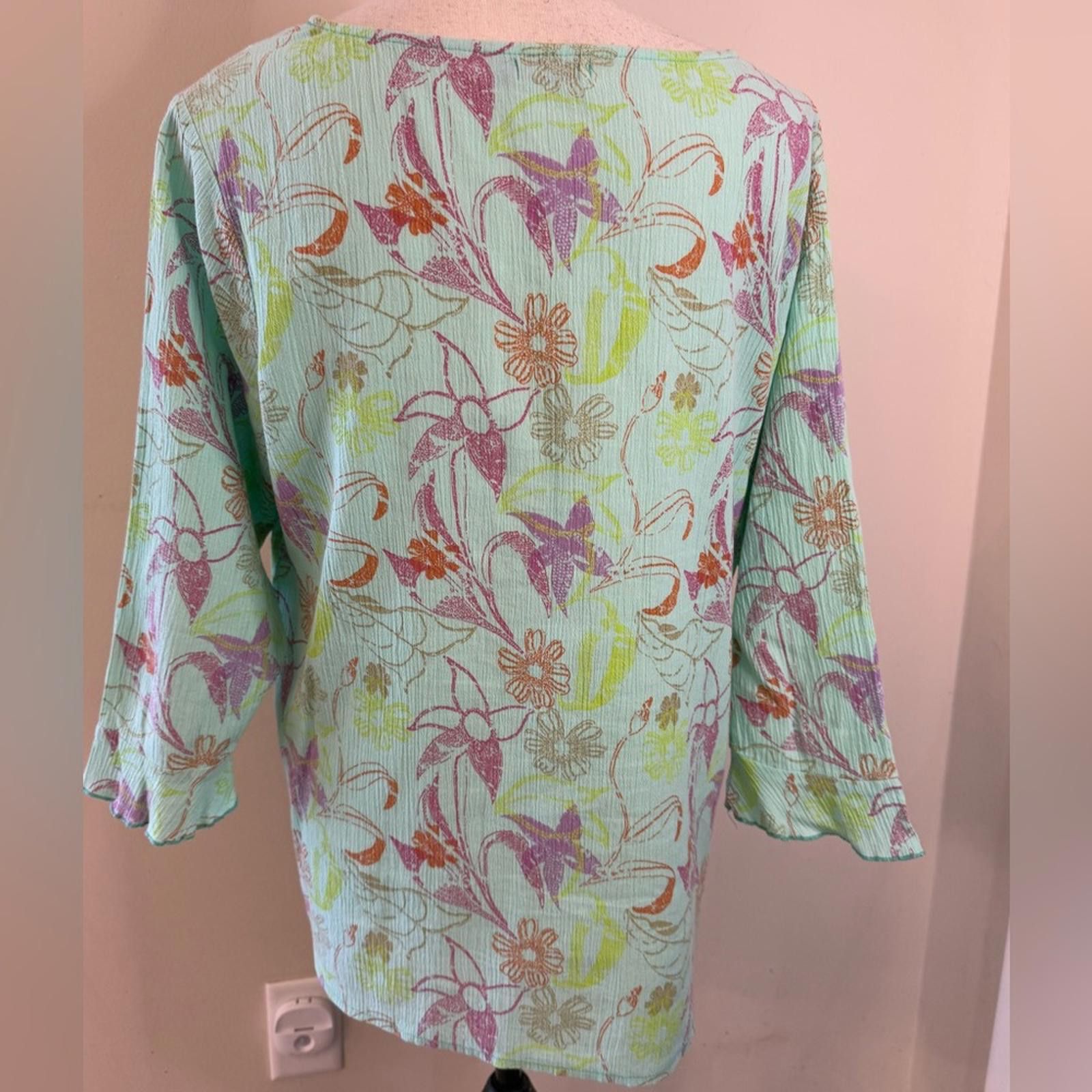 Other Sun Bay 100% cotton gauzy colorful tropical top SZ Medium Size M / US 6-8 / IT 42-44 - 3 Thumbnail