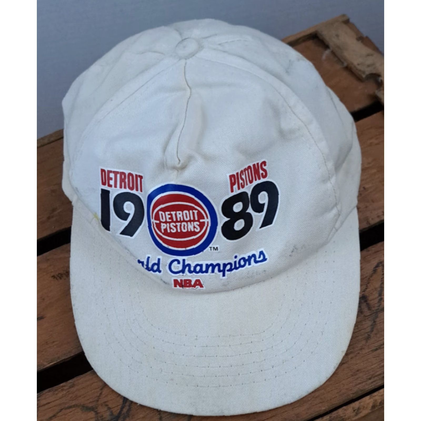 Vintage VINTAGE 1989 Detroit Pistons Hat Snapback World Champions Nova White Adjustable Men Cotton Sports Size ONE SIZE - 2 Thumbnail