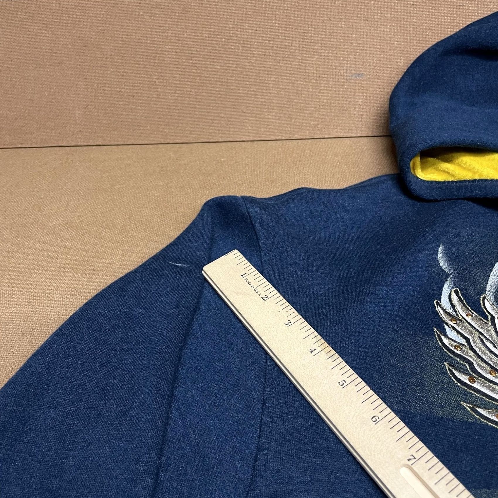 Avirex VINTAGE Avirex Hoodie Mens XL Blue Full Zip Graphic Eagle Rose Rhinestone Embellished Size US XL / EU 56 / 4 - 2 Thumbnail