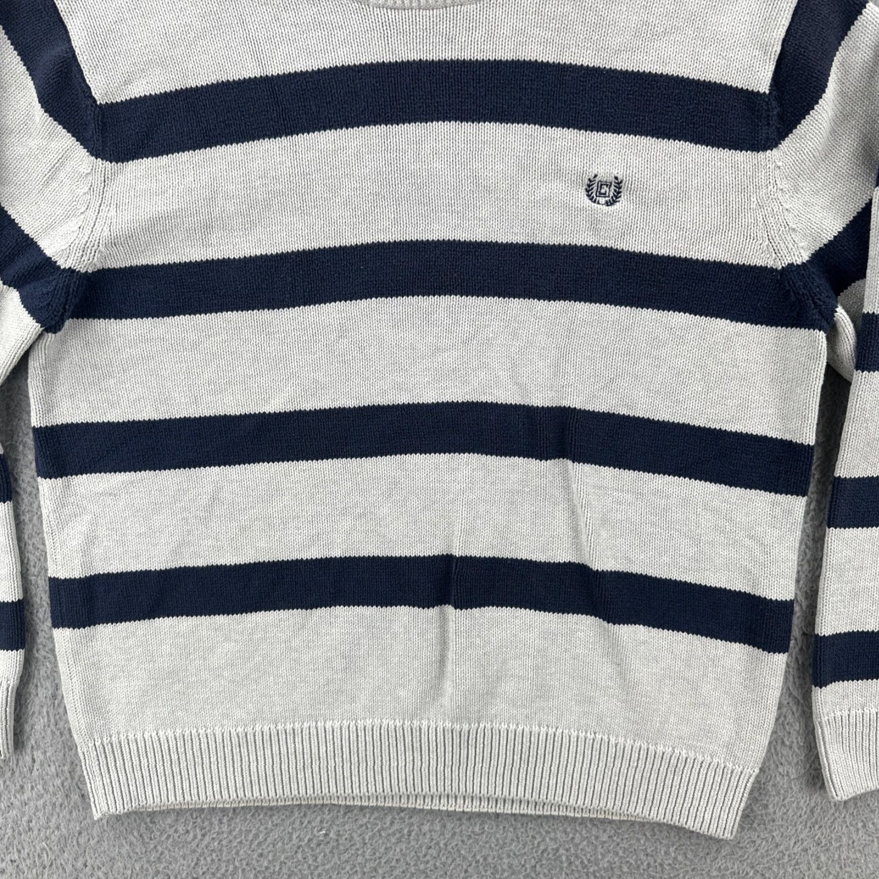 Chaps VINTAGE Chaps Sweater Men L White Blue Striped Cotton Logo Crew Neck Pullover Regular Size L Size US L / EU 52-54 / 3 - 4 Thumbnail