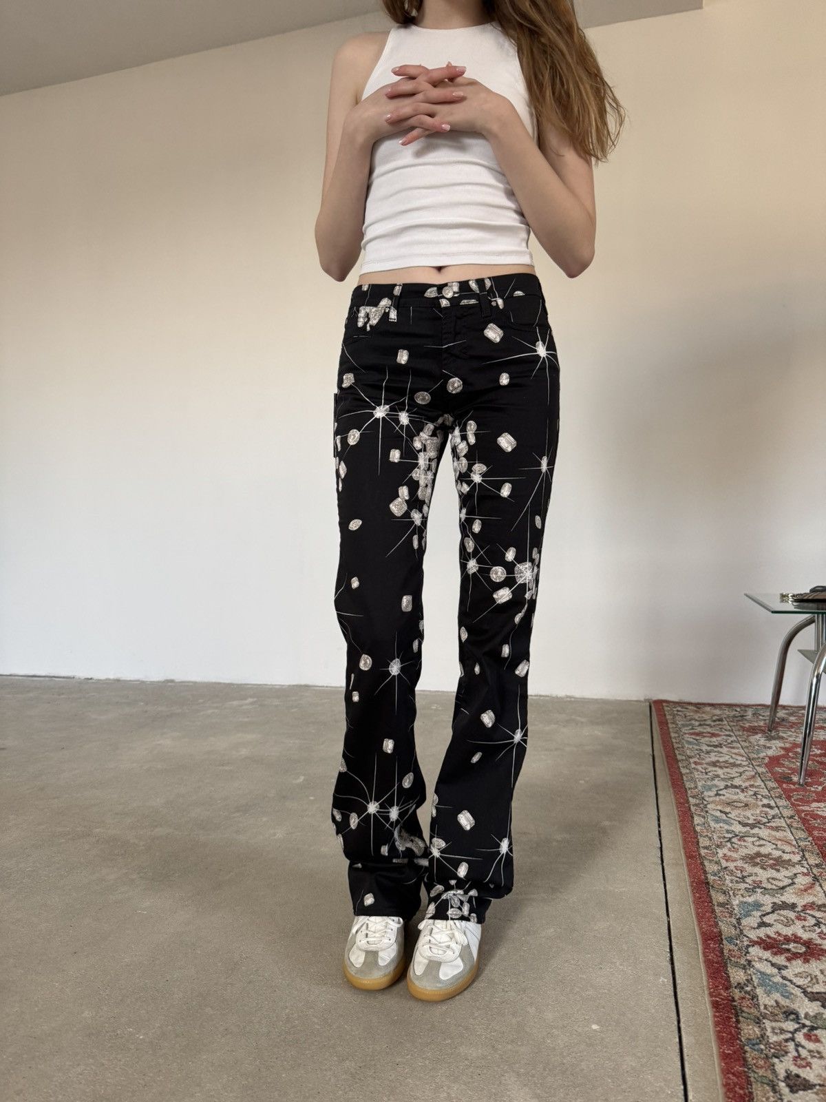 If Six Was Nine × Versace Archival Versace Shiny Diamond Flared Pants Size 31" - 15 Thumbnail