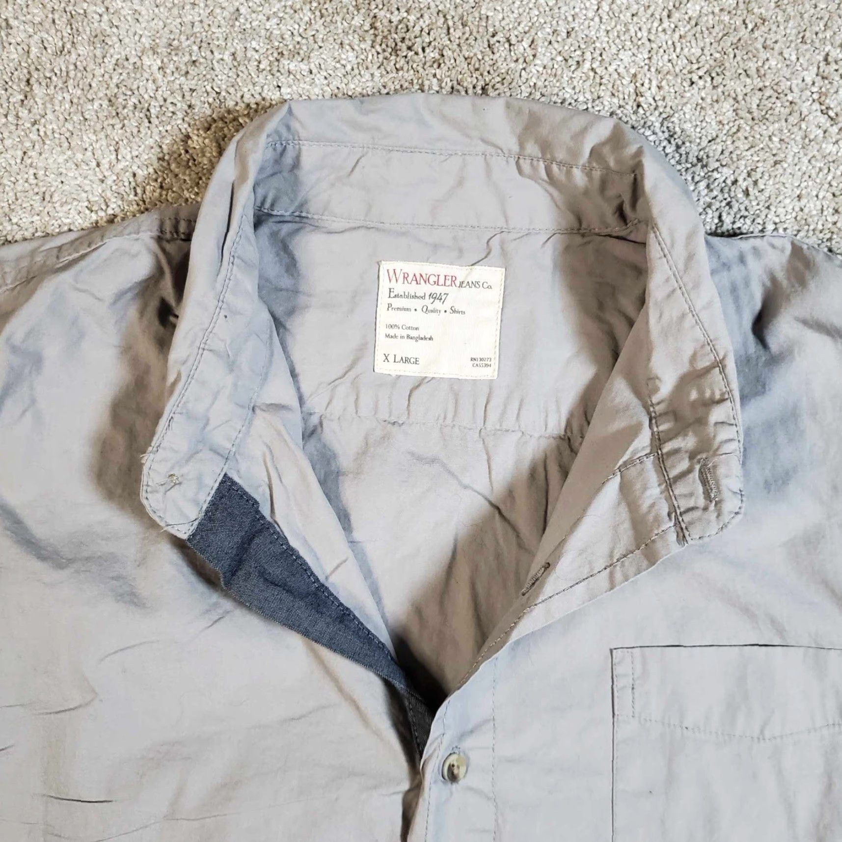 Wrangler Wrangler Shirt Mens XL Button-Up Long Sleeve Gray Size US XL / EU 56 / 4 - 3 Thumbnail