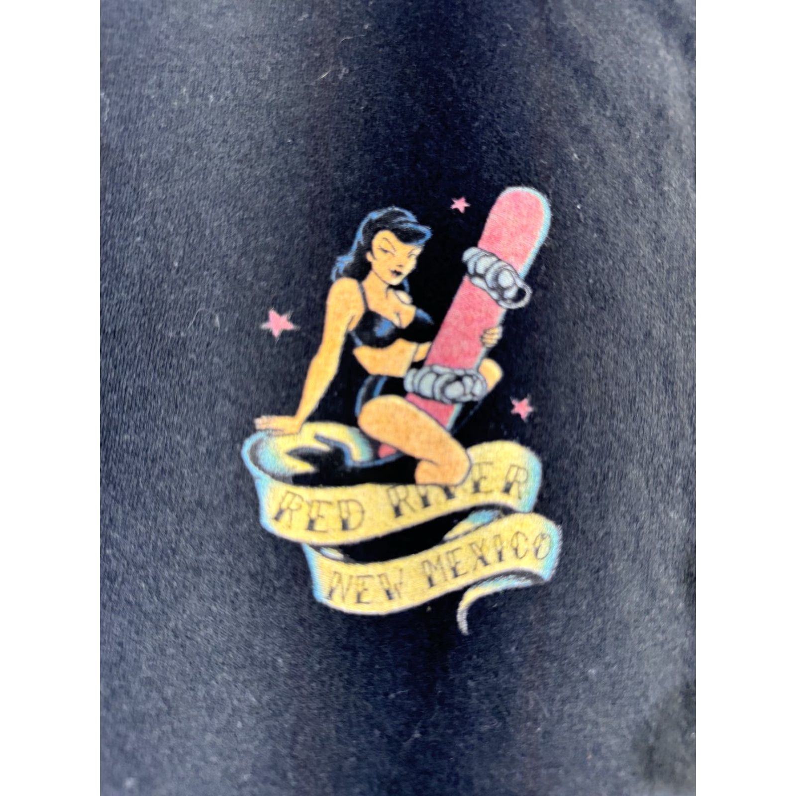 CO The Duck Co Red River Shirt Mens L Black New Mexico Graphic Tee VTG Pinup Rockabilly Snowboard Y2K Size US L / EU 52-54 / 3 - 2 Thumbnail