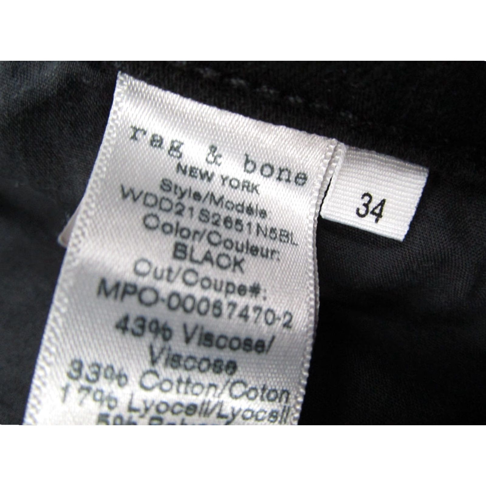 Rag & Bone VINTAGE Rag & Bone Women's Skinny Jeans Black Mid Rise Ankle Denim 34x25 5-Pocket Tapered Size 24" / US 00 / IT 34 - 4 Thumbnail
