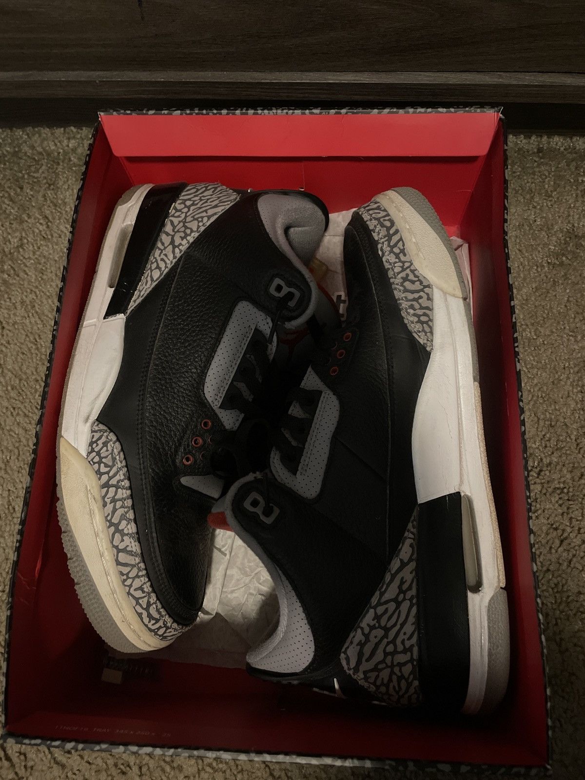 Jordan Brand × Nike Air Jordan 3 Retro OG ‘Black’ Cement 2018 Size US 12 / EU 45 - 5 Thumbnail