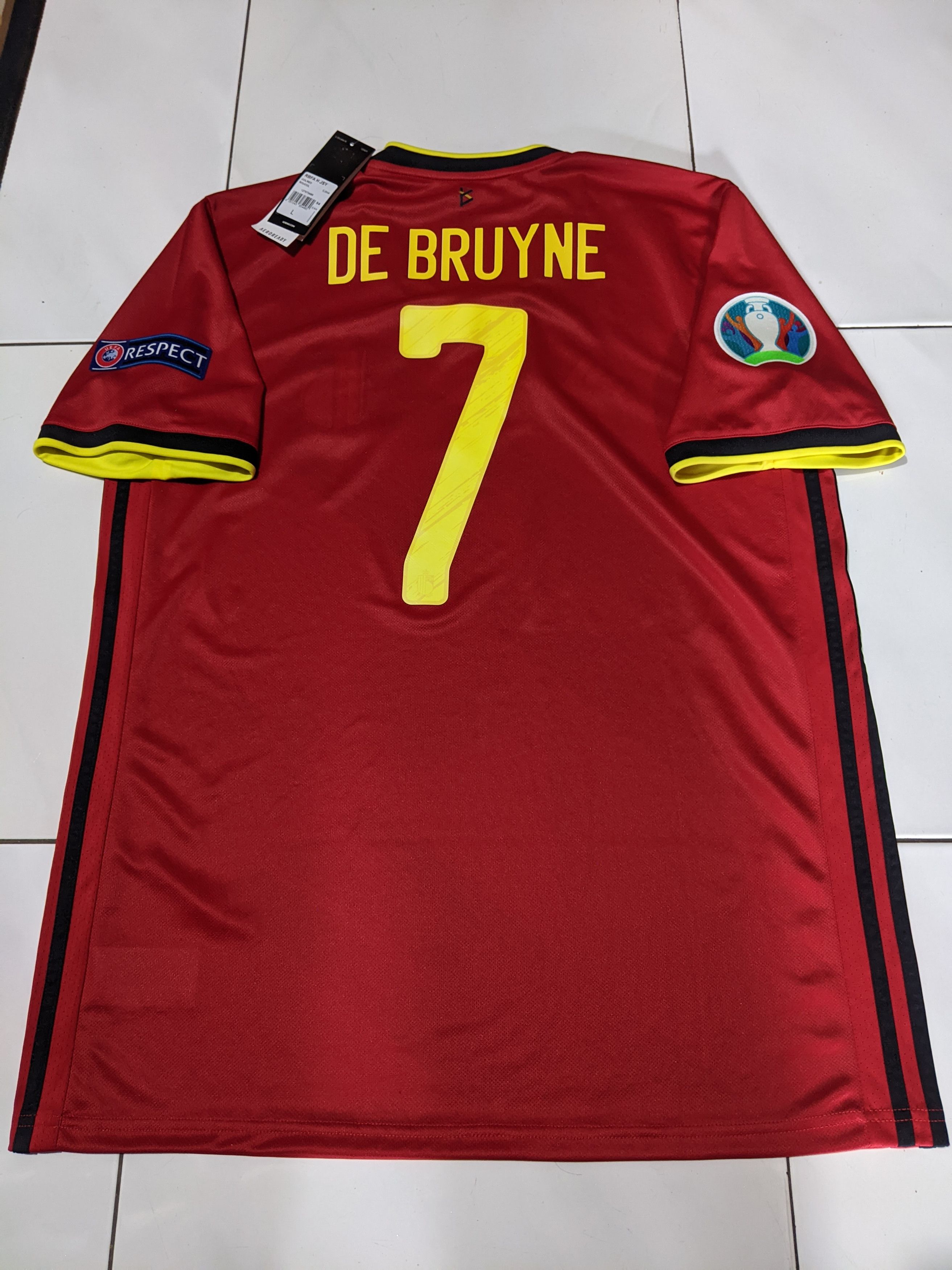 Adidas Belgium Euro 2020-2021 Home Jersey De Bruyne 7 Size US L / EU 52-54 / 3 - 2 Thumbnail