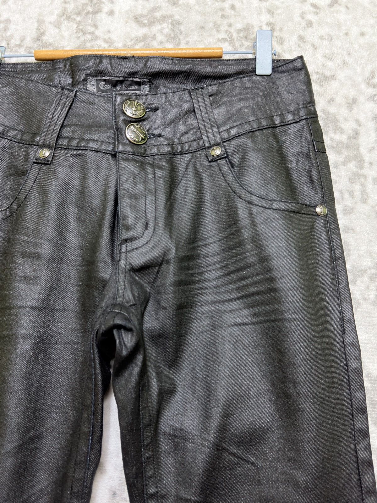 Le Grande Bleu (L.G.B.) Vintage Y2K Cook Jeans Coated Wax Finish Flared Jeans Size US 31 - 5 Thumbnail