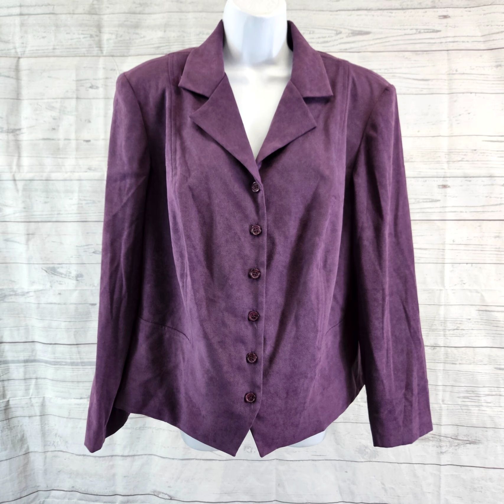 Coldwater Creek Coldwater Creek Jacket Womens Sz 18W Purple Solid Button Front Shoulder Pads Size XXL / US 16-18 / IT 52-54 - 2 Thumbnail