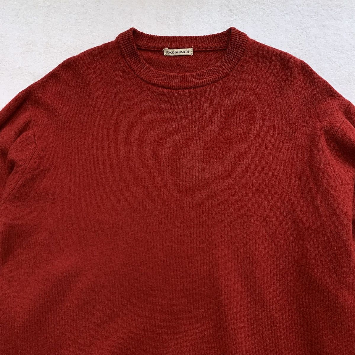 Tokio Kumagai Tokio Kumagai Crimson Wool Knitted Crewneck Sweater Size US M / EU 48-50 / 2 - 2 Thumbnail