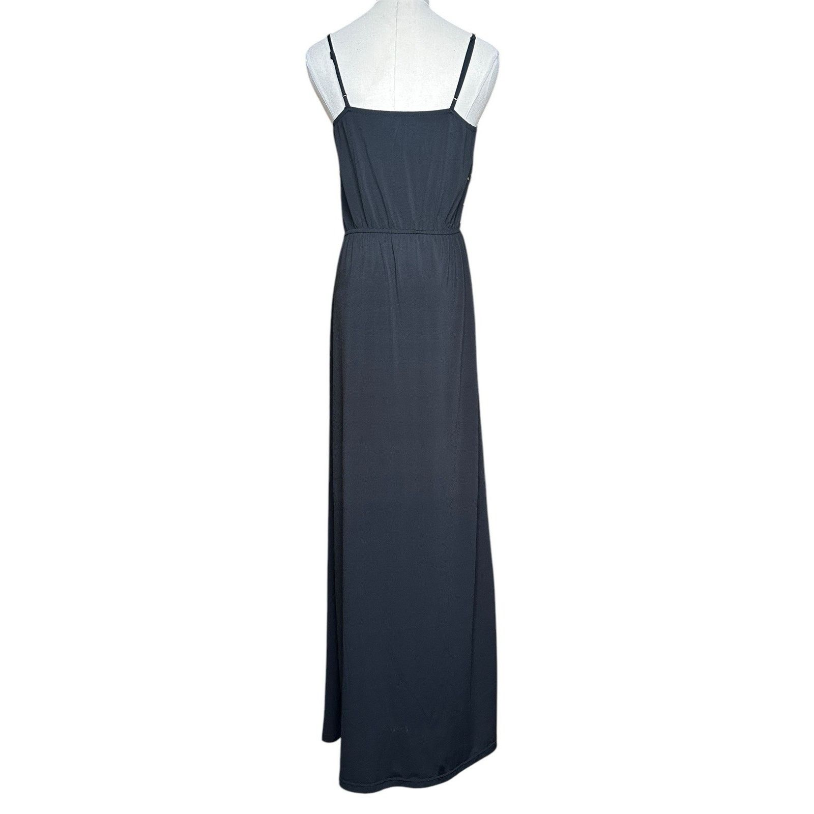 Other Venus Solid Black Sleeveless Long Studded Tank Maxi Dress M Size M / US 6-8 / IT 42-44 - 4 Thumbnail