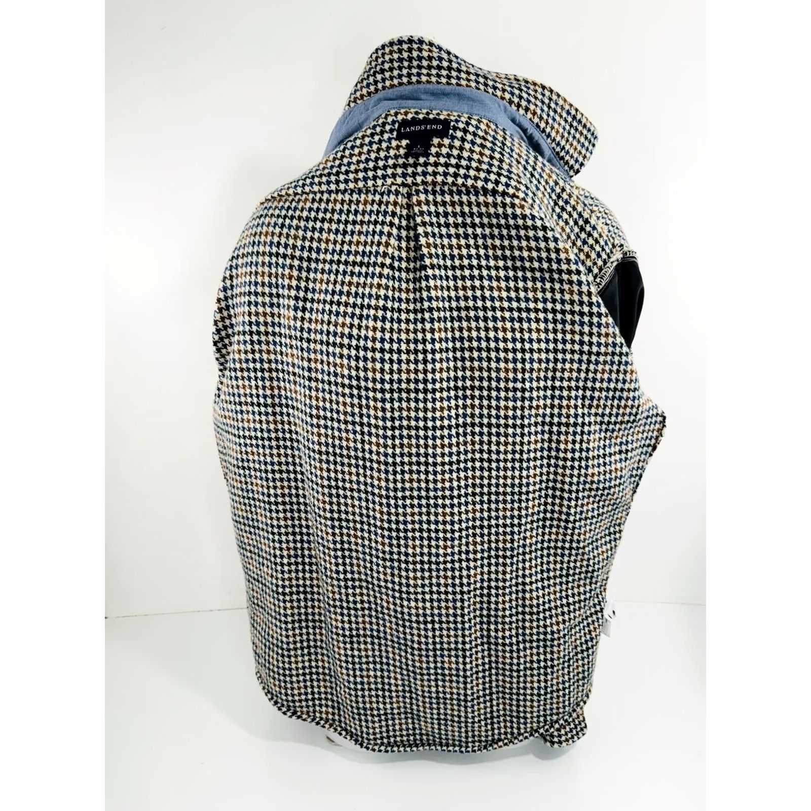 Lands' End Lands' End Wool Houndstooth Tweed Field Ranch Chore Hunting L Jacket Mens Large Blue / Brown / Beige Wool Tweed Jacket Hunting 90s Century? Size US L / EU 52-54 / 3 - 6 Thumbnail