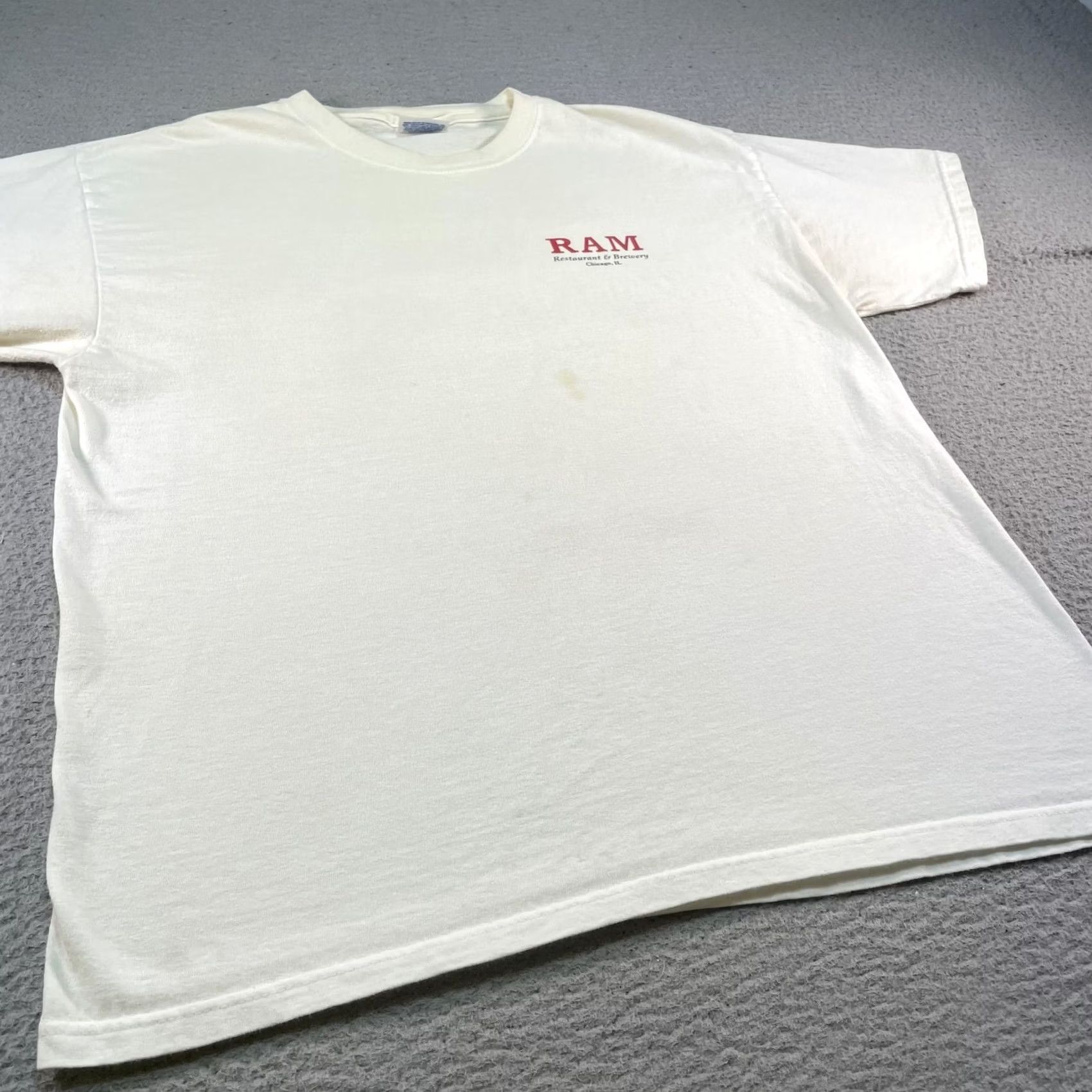 Hanes Vintage Hanes Beefy-T Shirt Mens L White RAM Restaurant & Brewery Chicago Buttface Amber Ale Graphic Print Crew Neck Short Sleeve 90s Humor Pub Beer Size US L / EU 52-54 / 3 - 6 Thumbnail