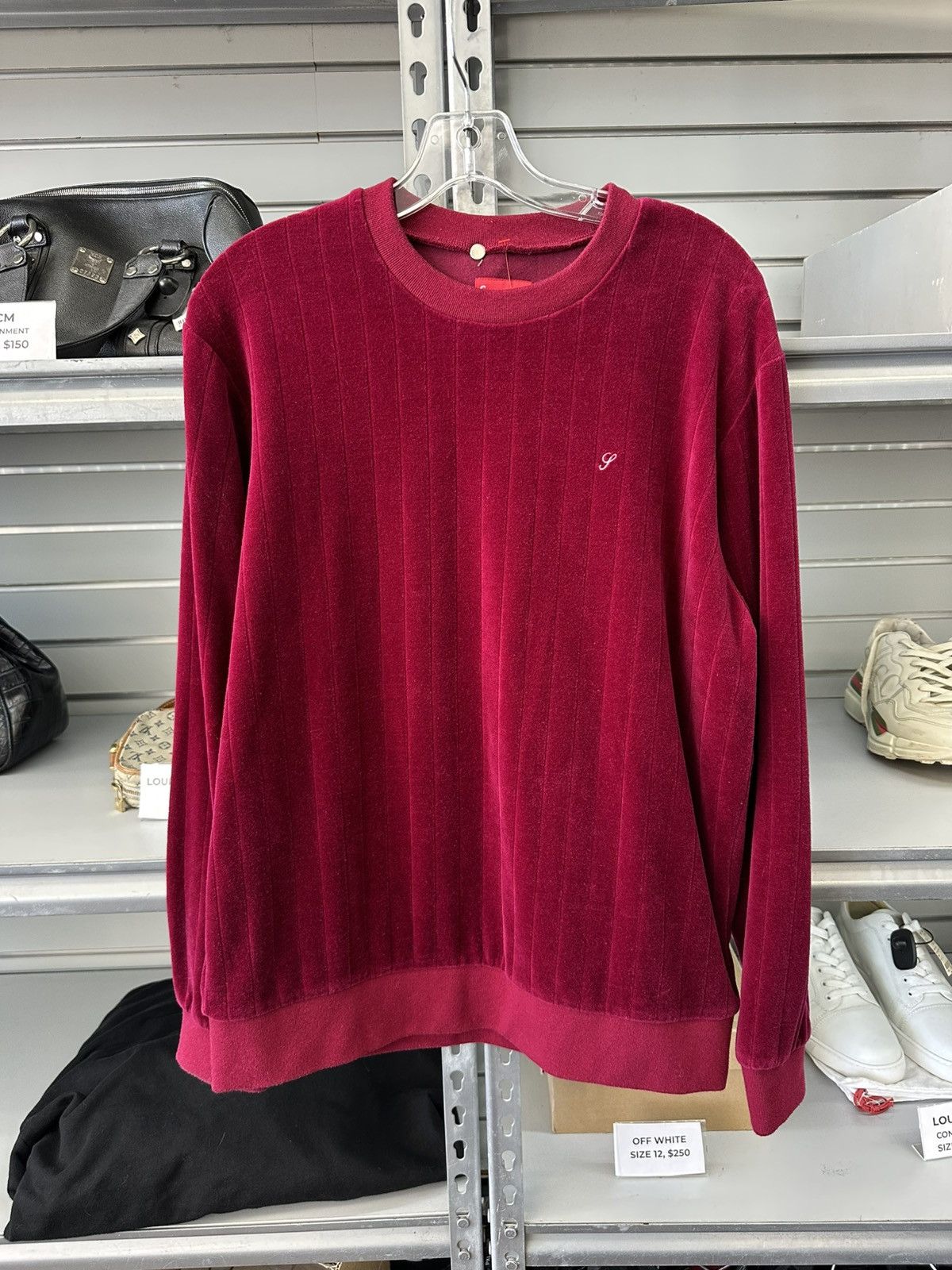 Supreme Supreme Ribbed Velour Crewneck SWEATER FW17 RED MEDIUM Size US M / EU 48-50 / 2 - 1 Thumbnail