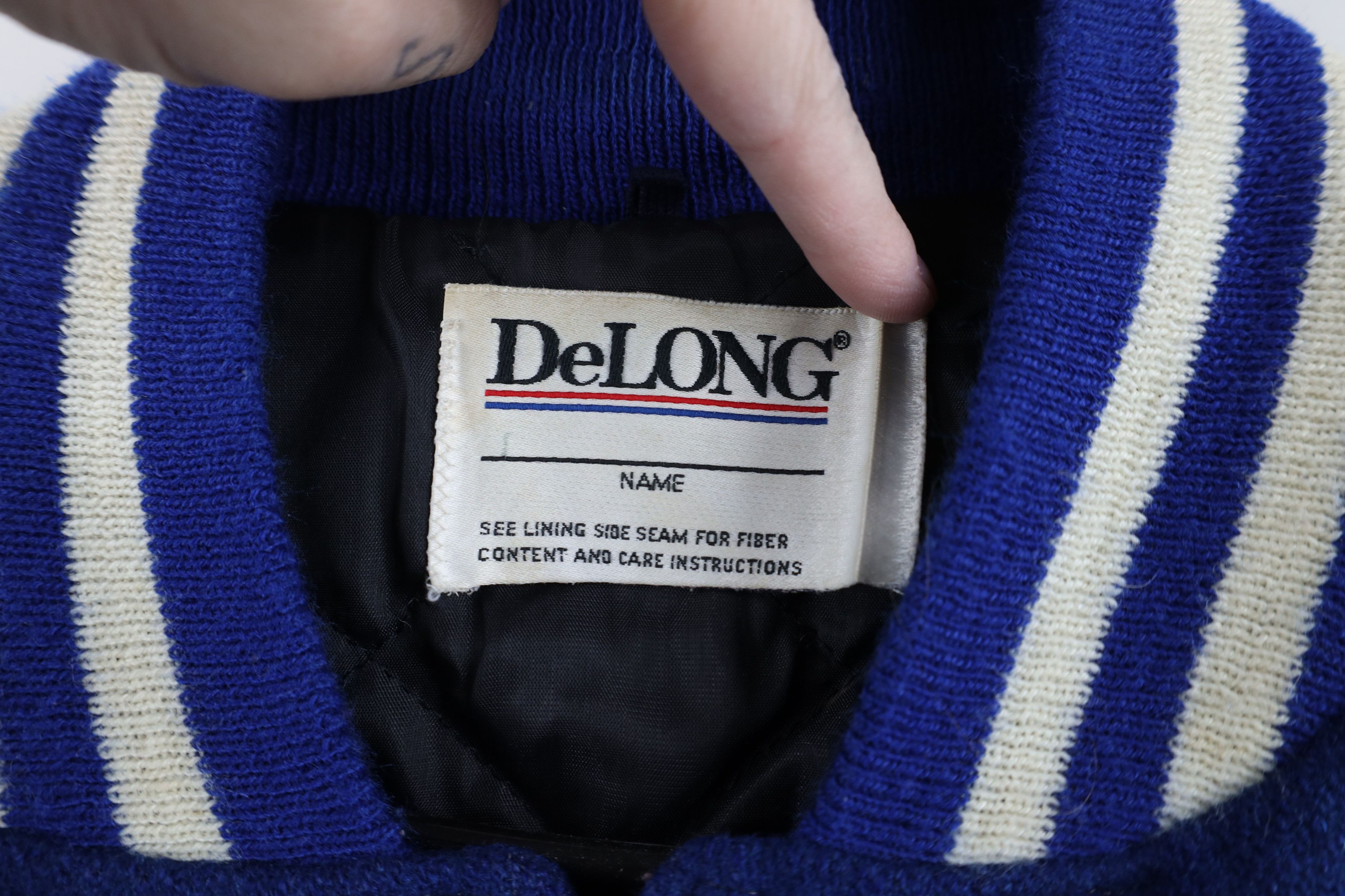 Vintage Vintage 90s Wool Leather Varsity Letterman Jacket Blue USA Size US XL / EU 56 / 4 - 5 Thumbnail