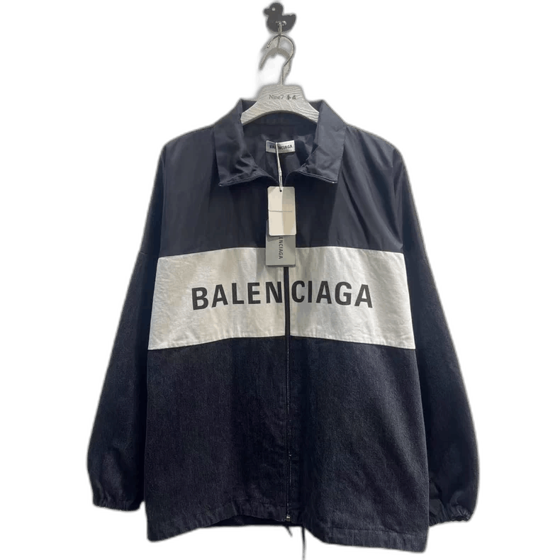 Balenciaga Logo Denim Jacket with Color Blocks