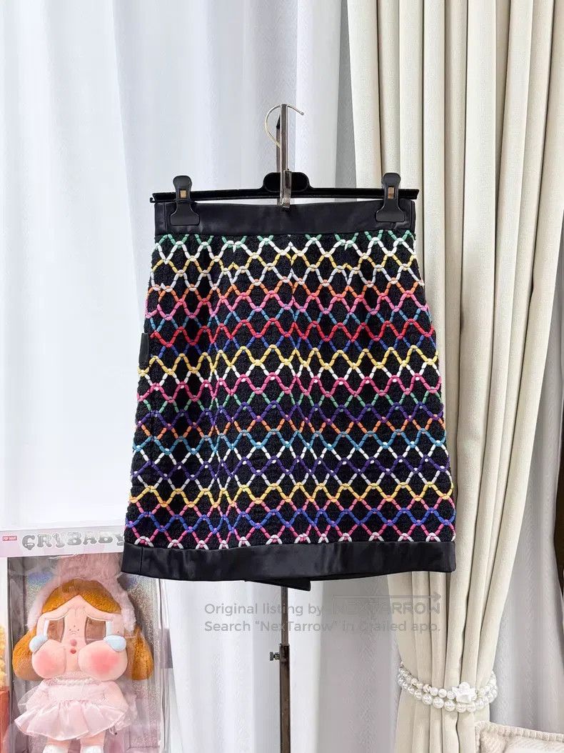 Chanel Chanel Colorful diamond checkered line embroidery braided Size 24" / US 00 / IT 34 - 2 Thumbnail