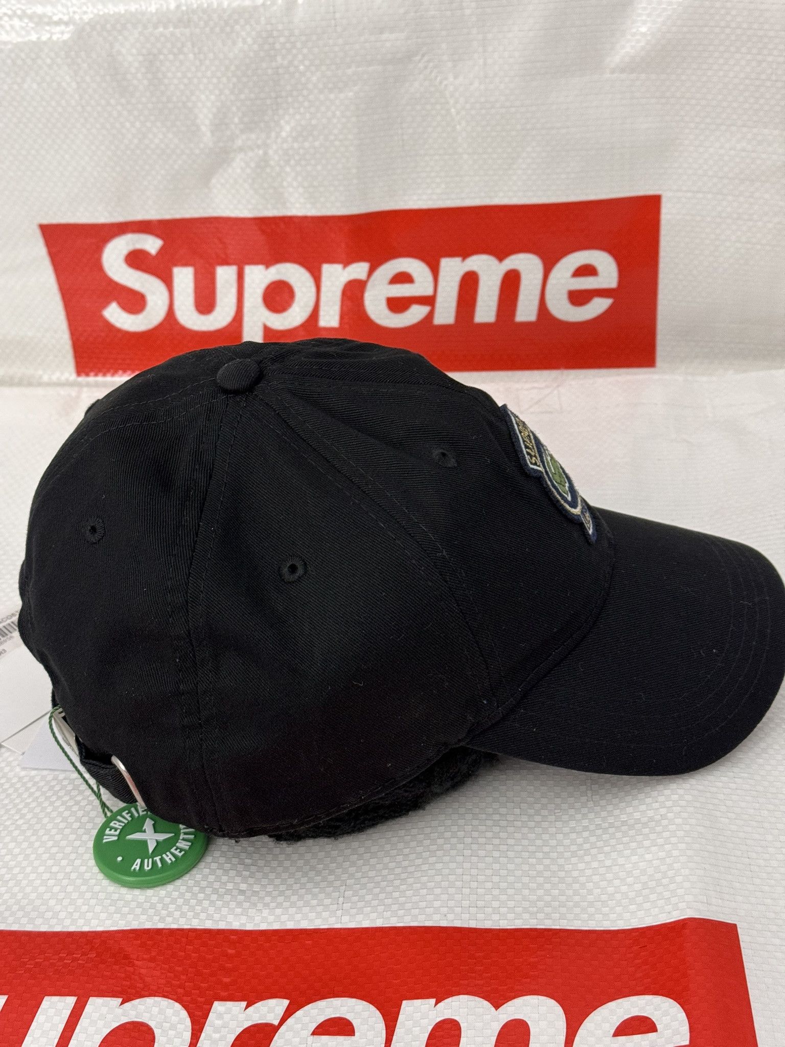 Supreme LACOSTE Twill 6-Panel Black hat cap