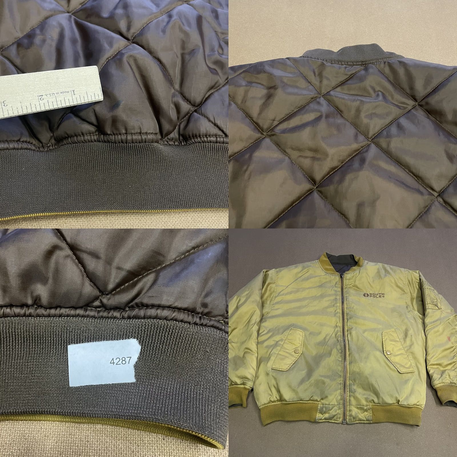 Southpole VINTAGE South Pole Jacket Mens XL Brown Yellow Quilted Bomber Reversible Streetwear Size US XL / EU 56 / 4 - 9 Thumbnail