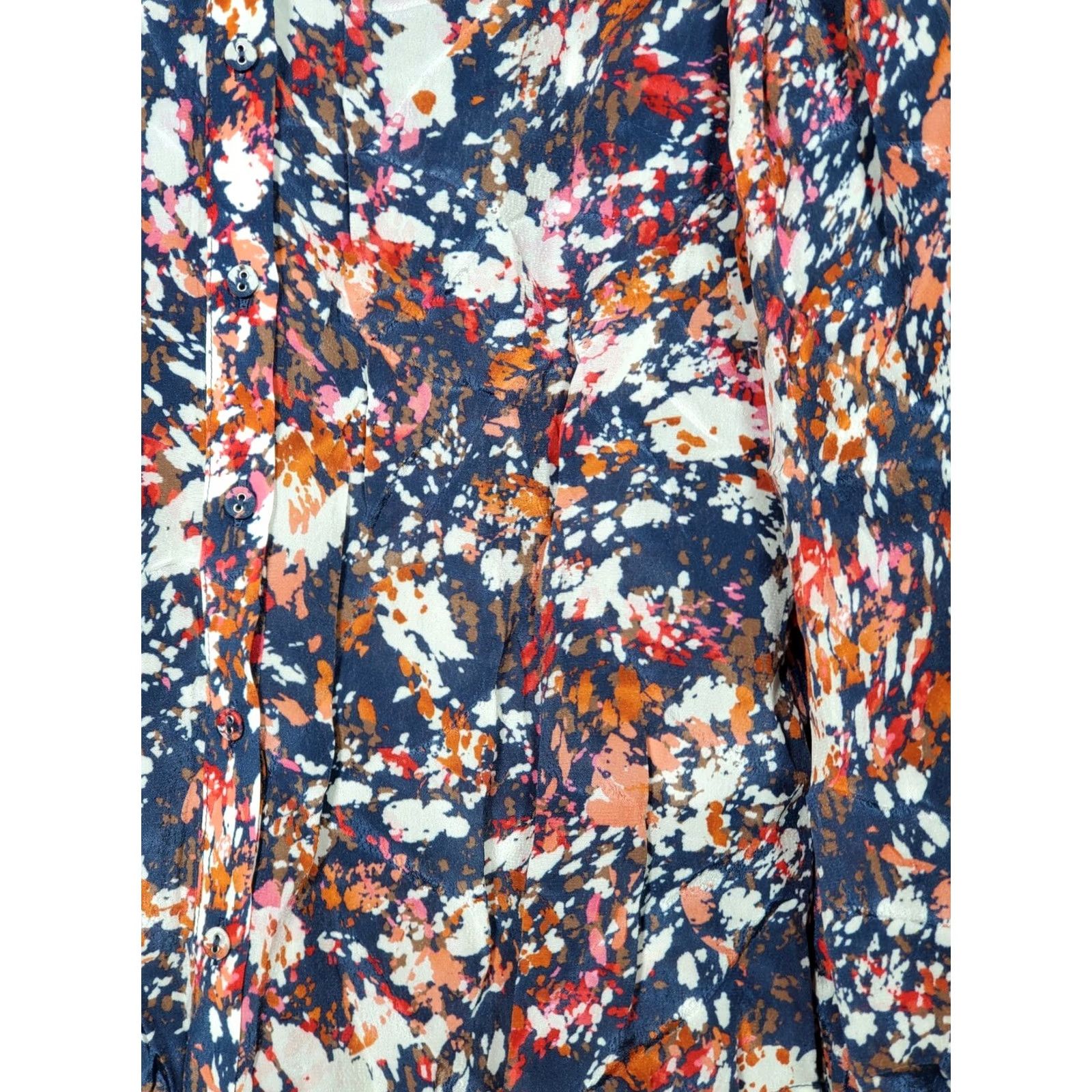 Vintage Gilner Farrar Blouse Womens M Riley Ruffle Top Navy Splatter Paint Print Women New Size M / US 6-8 / IT 42-44 - 5 Thumbnail