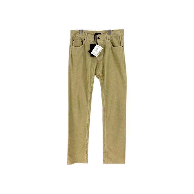 Prada Prada Khaki yellow leather label corduroy trousers 2502-Nex Size US 33 - 1 Thumbnail
