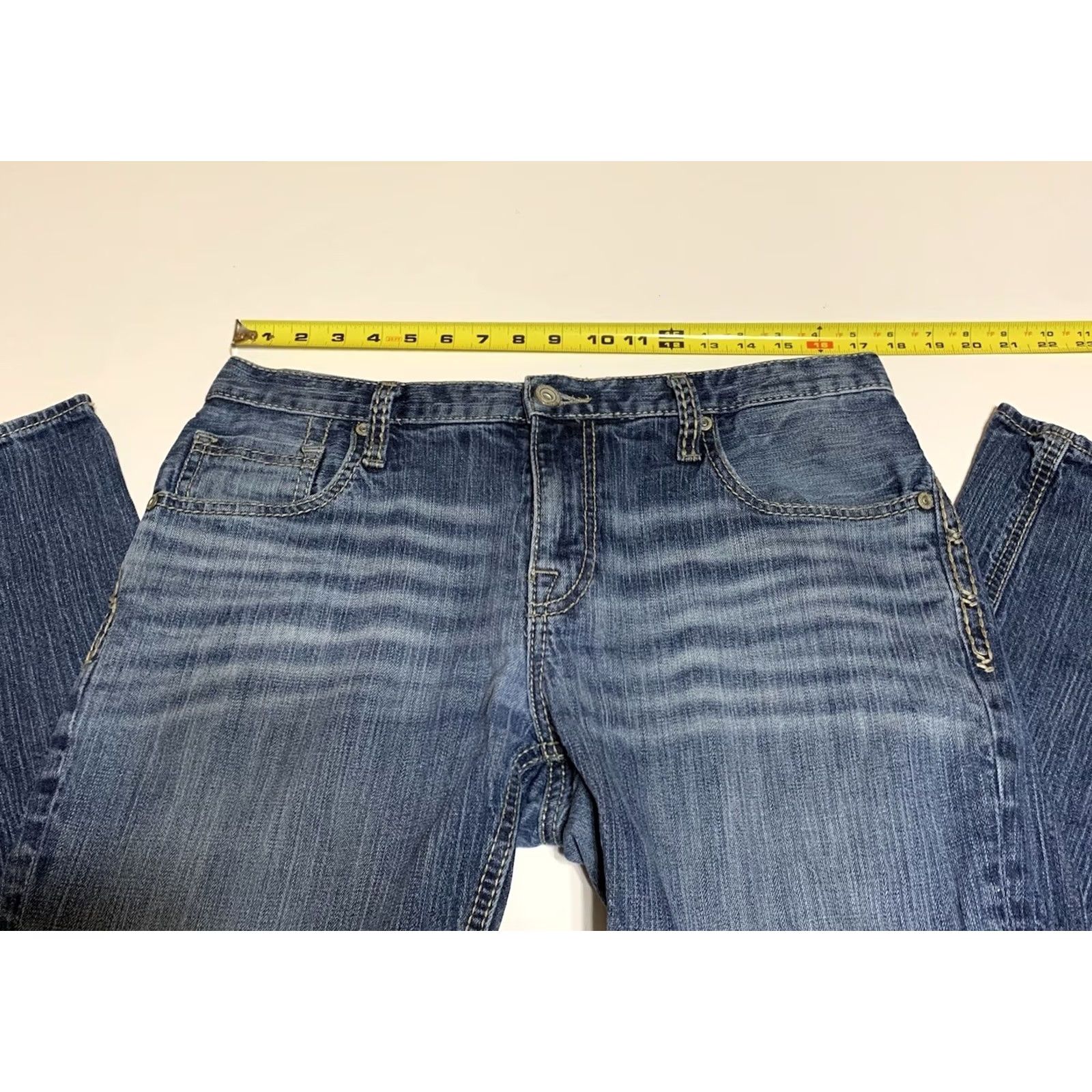 BKE BKE Mens DEREK Bootcut Jeans Blue Denim 34x31 Regular Size 34 8.5in Leg Opening Buckle Bke Cowboy Western Rockabilly Style Mens Size US 34 / EU 50 - 3 Thumbnail