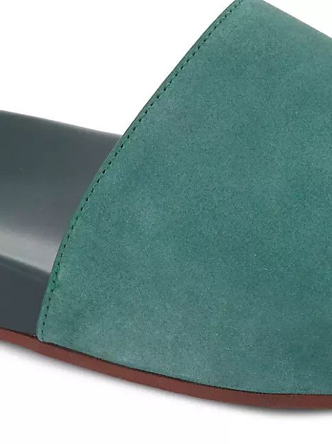 Loro Piana o1srvl11e1024 Suede Slides in Sage Green Size US 12 / EU 45 - 6 Thumbnail
