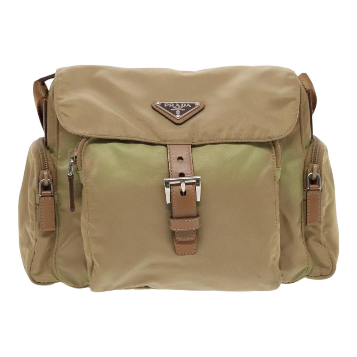 Tessuto Khaki Canvas Shoulder Bag (Pre-Owned)