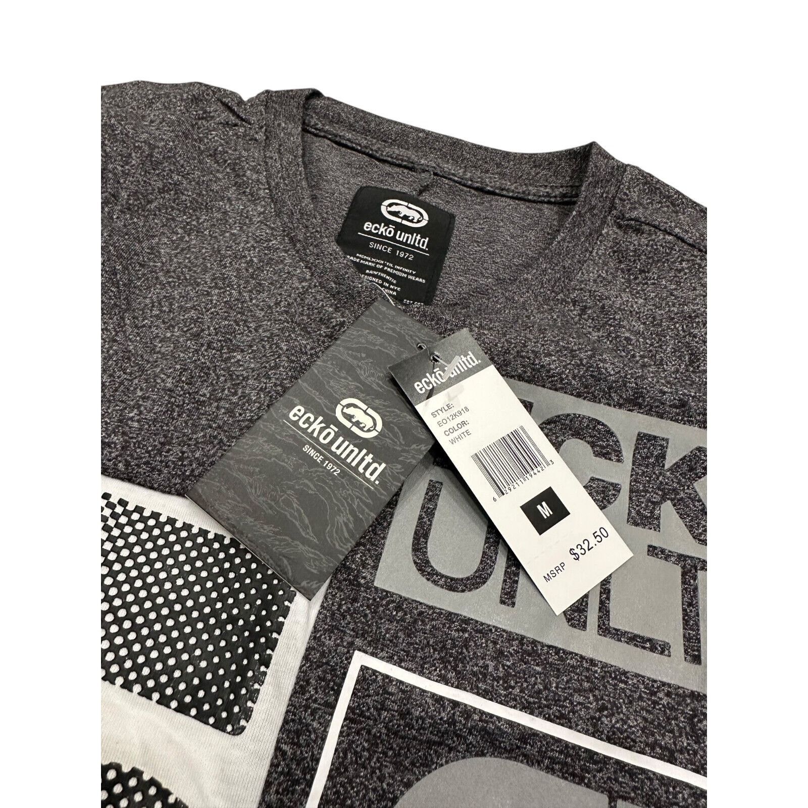 Ecko Unltd. Ecko Unltd Mens V-Neck T-Shirt Puff Print Colorblock Heather Size US XL / EU 56 / 4 - 3 Thumbnail
