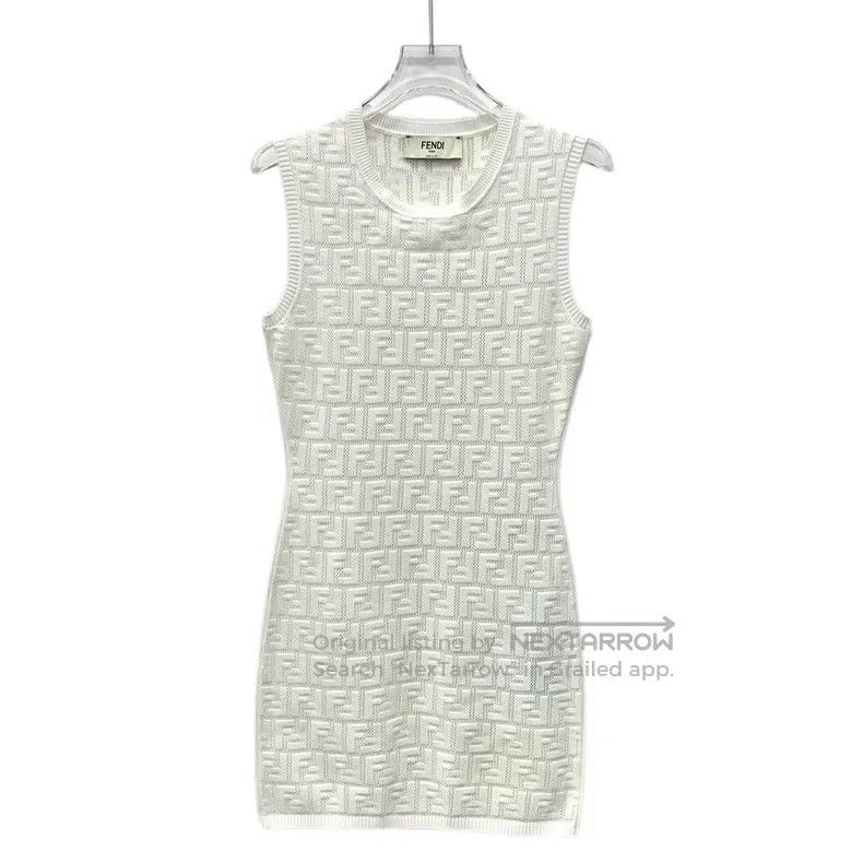 Fendi Fendi White monogram all-over print round neck sleeveless Size XXS / US 00 / IT 34 - 1 Thumbnail