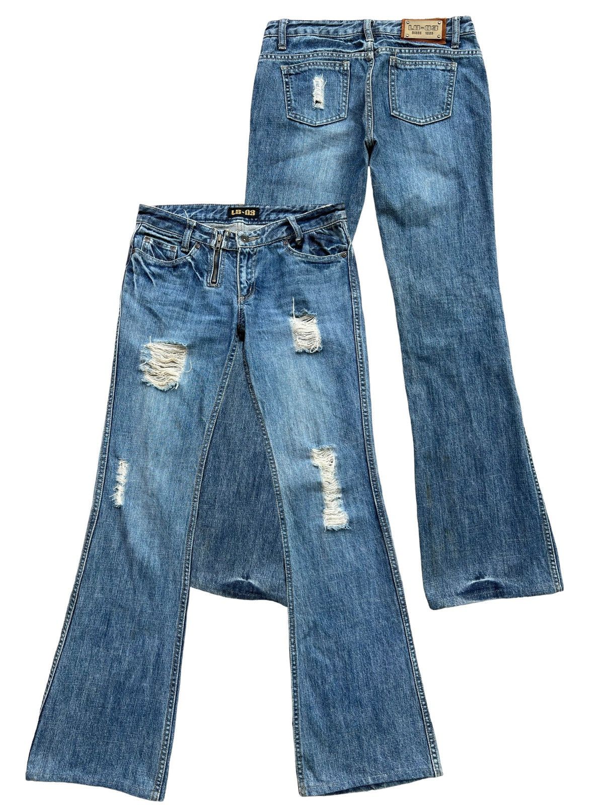 Japanese Brand LB-03 Japan Ripped Distressed Flare Denim Jeans 29x Size 29" - 1 Thumbnail