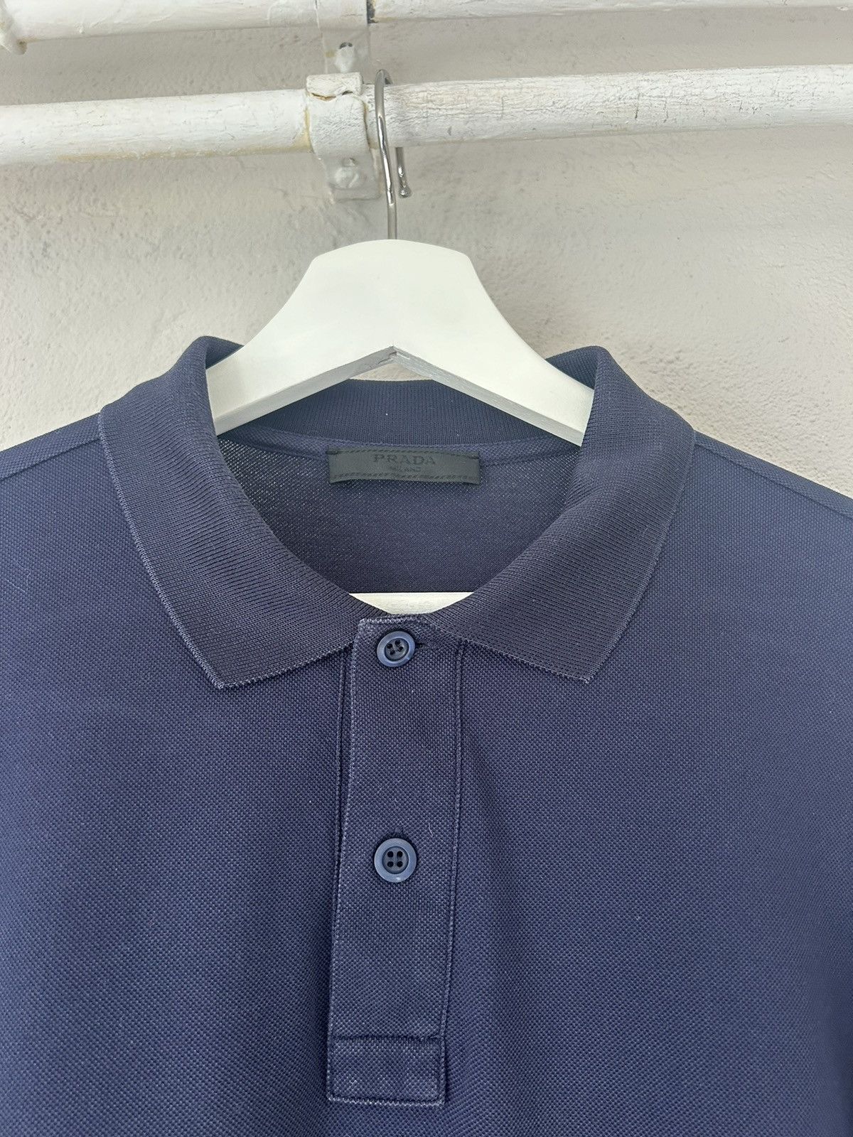 Prada Navy Longsleeve Polo Shirt Size US M / EU 48-50 / 2 - 2 Thumbnail