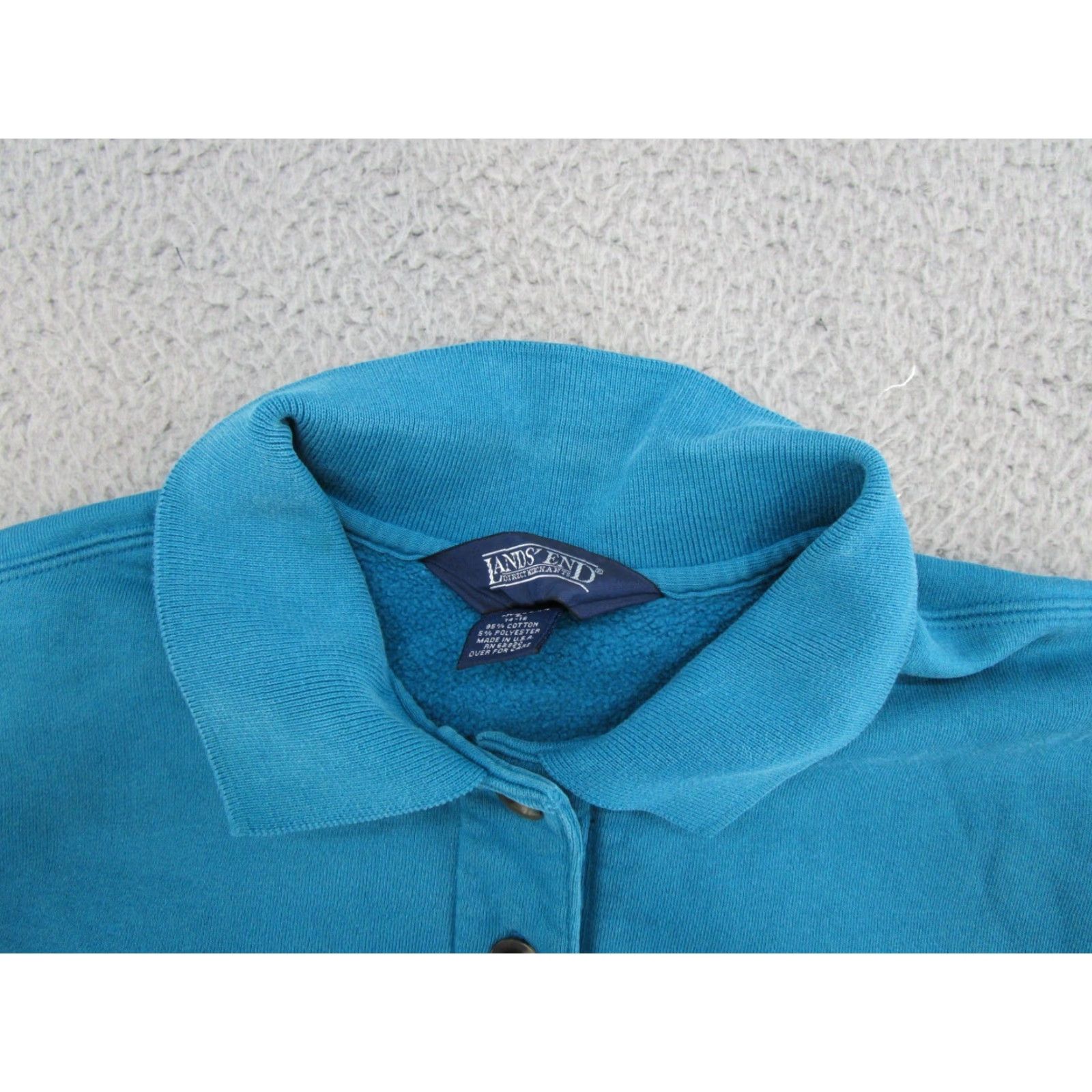 Lands' End VTG Lands End WOMEN'S Blue Henley Polo Collared Sweatshirt L USA Made Read Size L / US 10 / IT 46 - 4 Thumbnail