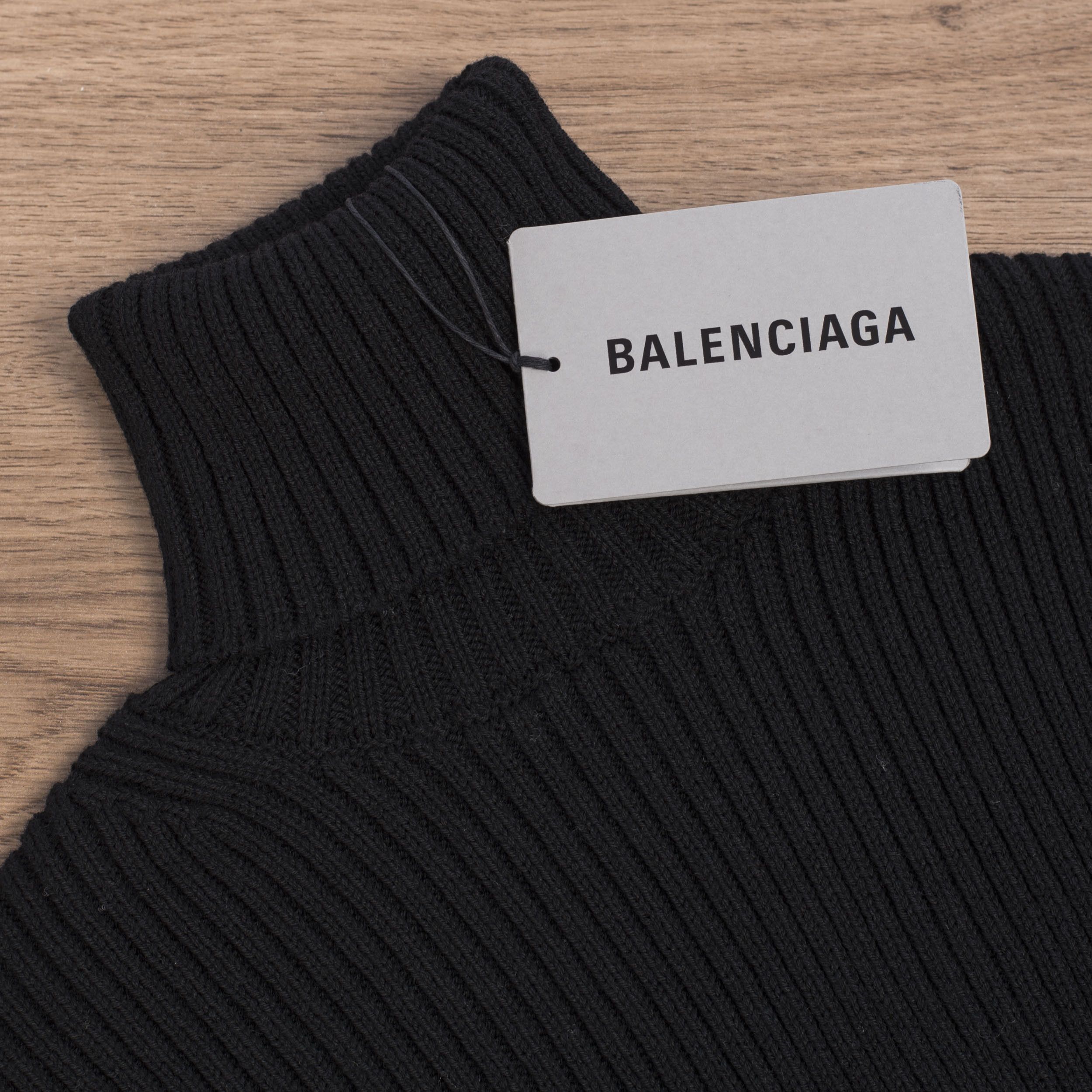 Balenciaga Distressed Long Sleeve Turtleneck Top In Black Rib Knit Size S / US 4 / IT 40 - 9 Thumbnail
