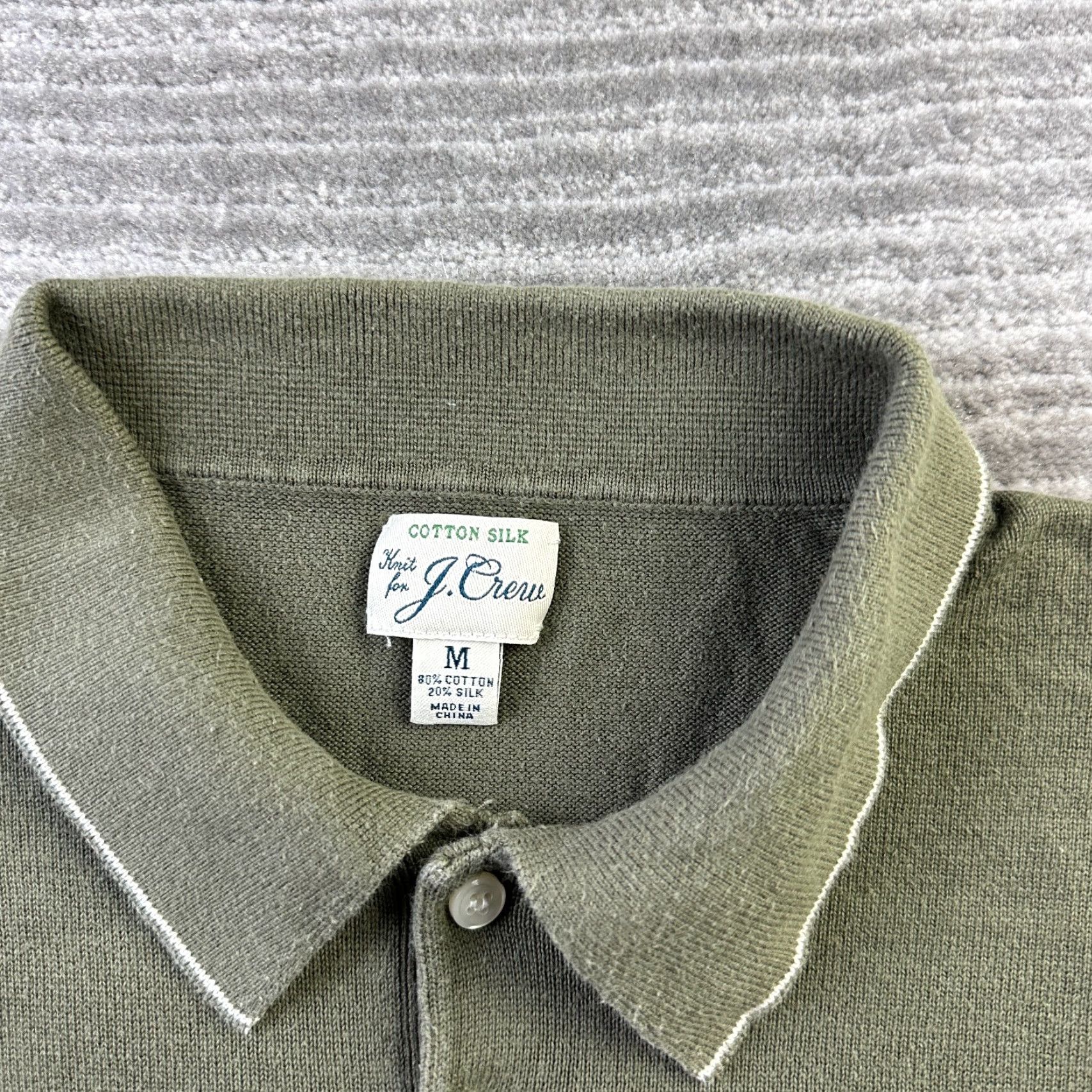 J.Crew J Crew Polo Shirt Mens Medium Green Knit Silk Blend Size US M / EU 48-50 / 2 - 3 Thumbnail