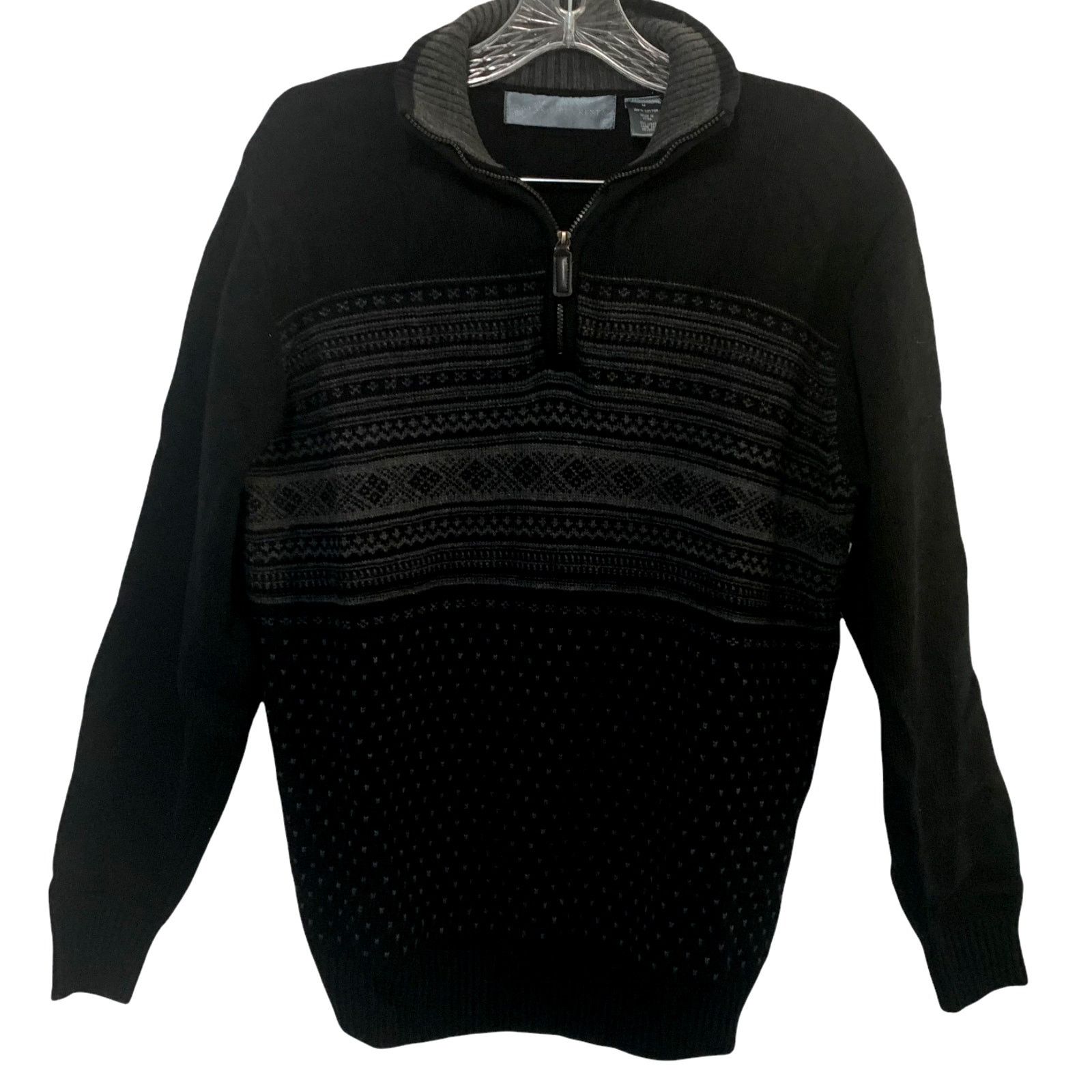 Oscar De La Renta Oscar De La Renta Nordic 1/4 Zip Pullover Sweater Black M Size US M / EU 48-50 / 2 - 1 Thumbnail