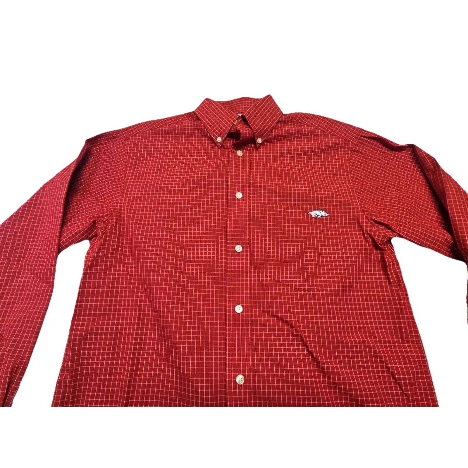 Vintage Razorback Collection Dress Shirt Men XL Red 100% Cotton Non-Iron Pinpoint Long Sleeve Mens Size 46R - 6 Thumbnail