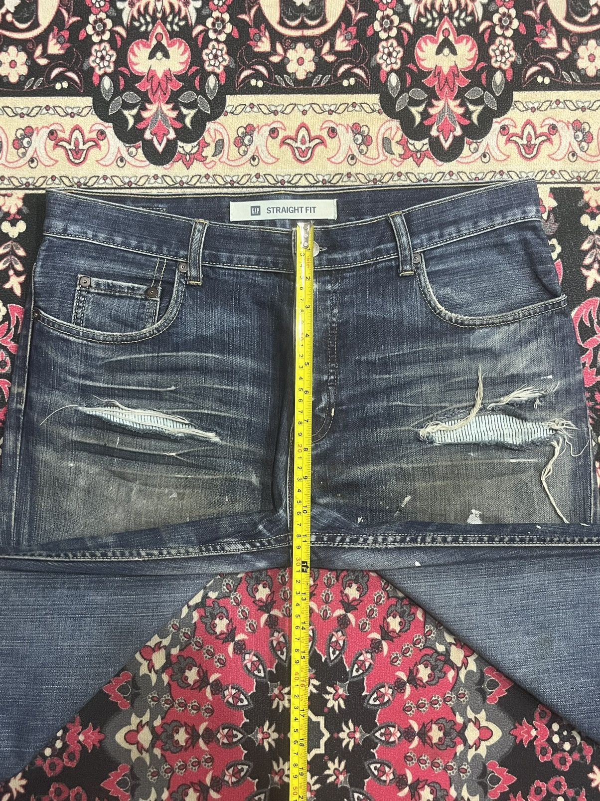 Gap × Yeezy Gap Blue Washed Paint Splattered Distressed Straight Jeans Size US 34 / EU 50 - 15 Thumbnail