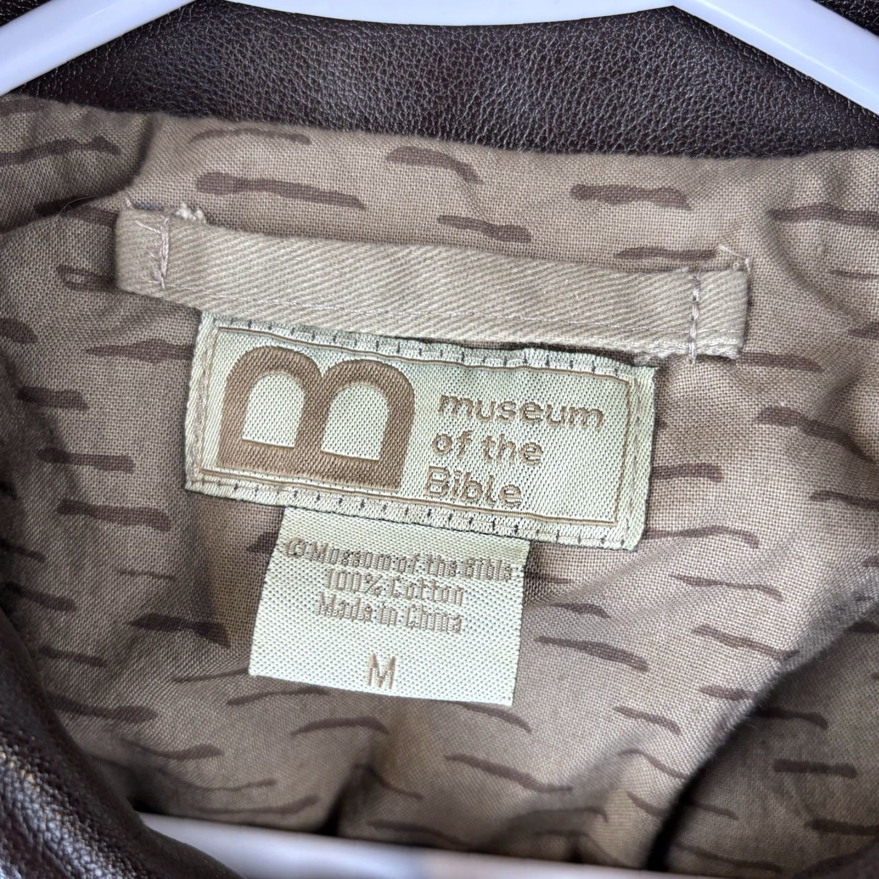 Vintage Museum of the Bible Mens Bomber Jacket Regular Brown Cotton Full Zip Size US M / EU 48-50 / 2 - 4 Thumbnail