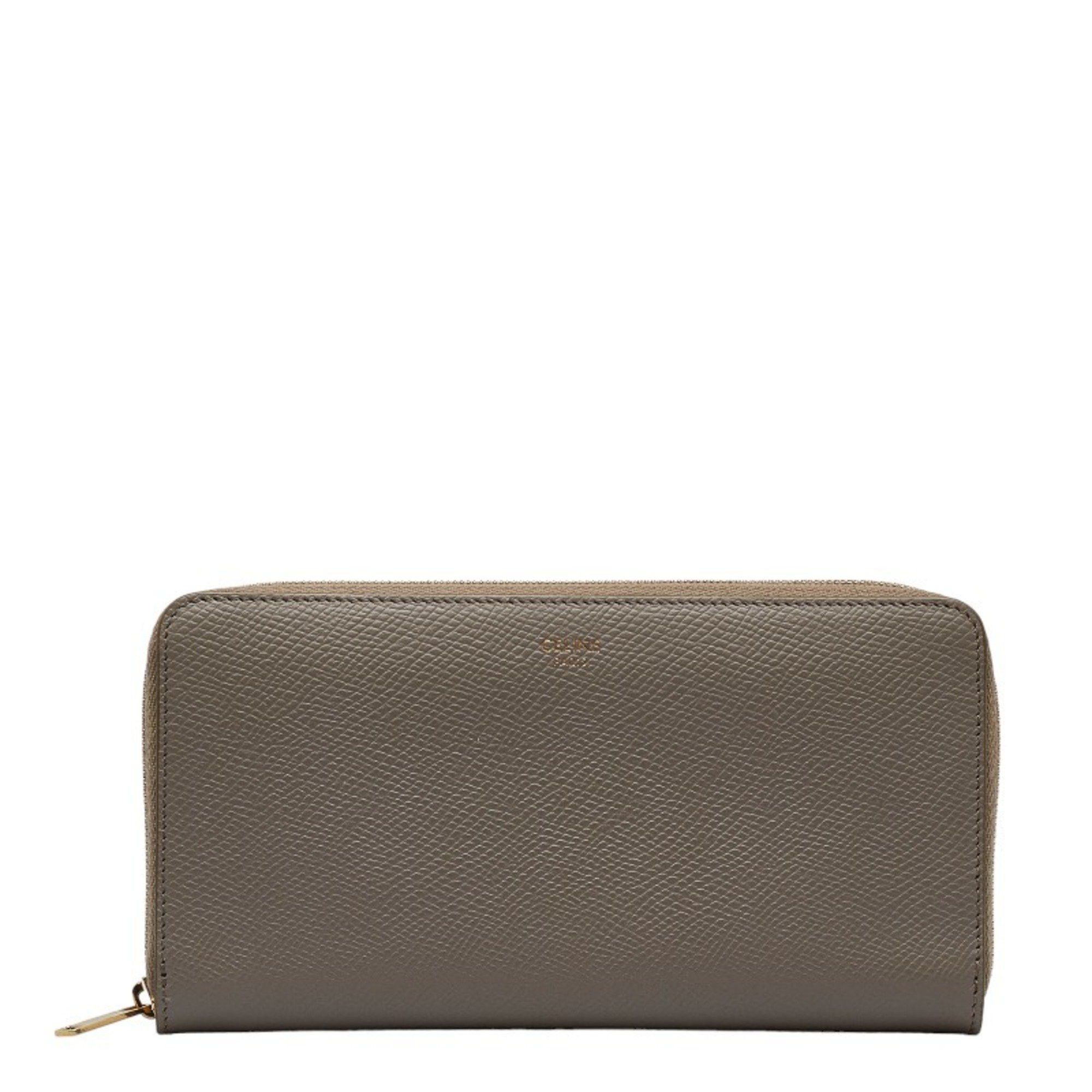 image of Celine Céline Zip Around Wallet in Grey, Women's