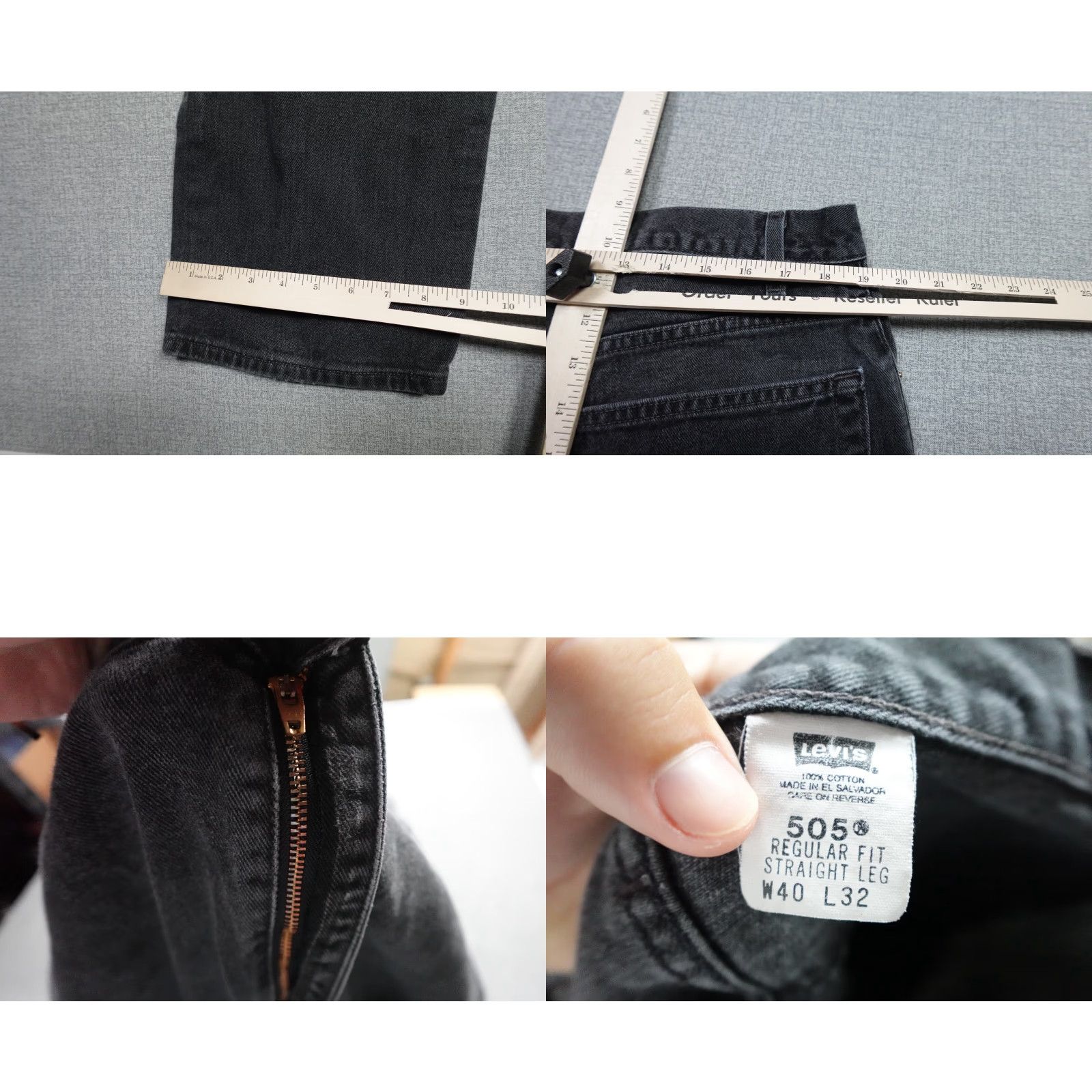 Levi's Levi's 505 Jeans Mens Dark Black Regular Fit 38x32 Denim Zip 5-Pocket Straight Size US 38 / EU 54 - 8 Thumbnail