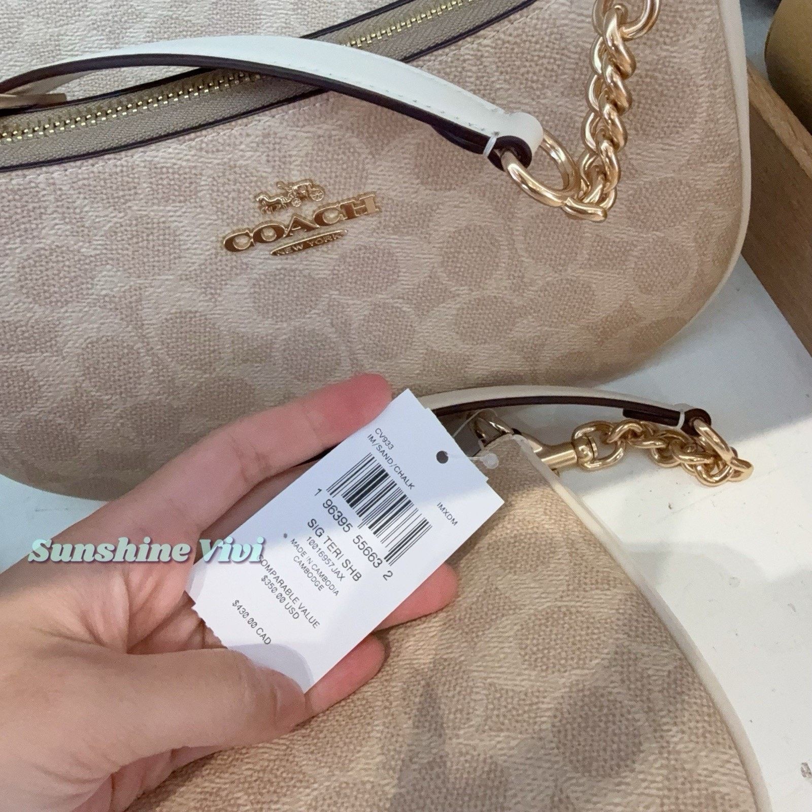 Coach NWT Coach Teri Shoulder Bag Signature Canvas CV933 Chalk Size ONE SIZE - 4 Thumbnail