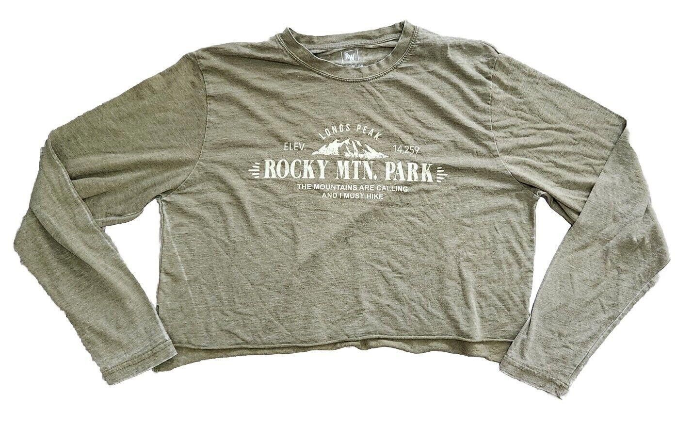Designer Ragwear Usa Crop Top Shirt XL Green Rocky Mountain Park Size XL / US 12-14 / IT 48-50 - 1 Thumbnail